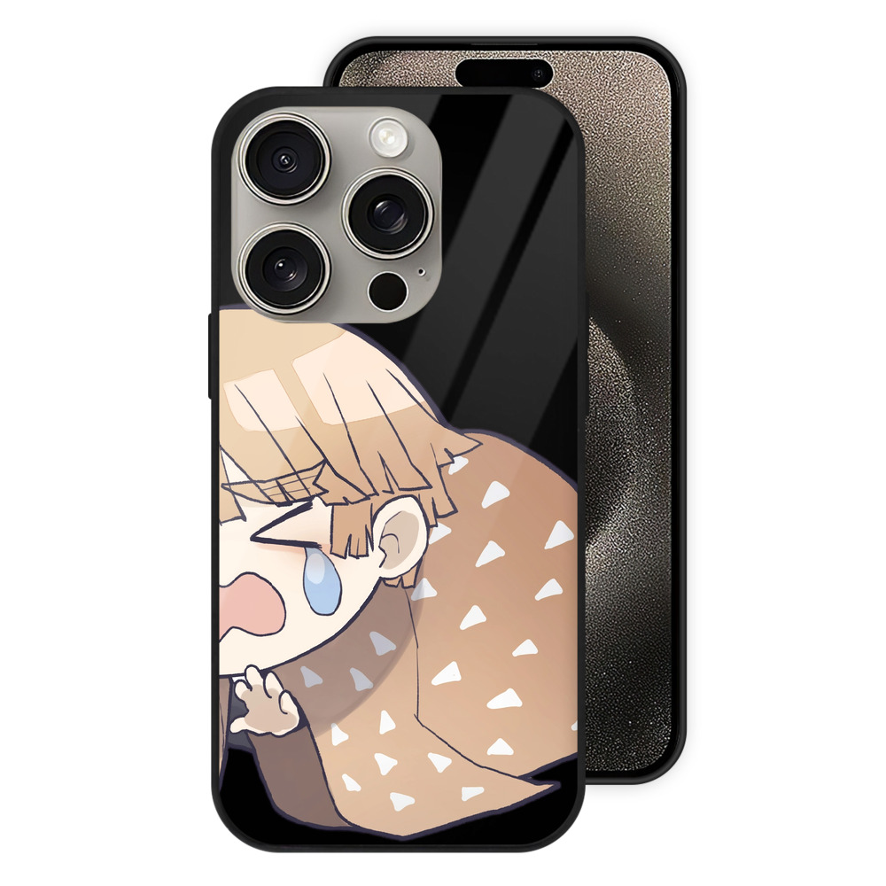 （画像用） 鬼滅の刃（きめつのやいば）我妻 善逸／あがつま ぜんいつ Agatsuma Zenitsu 【iPhone15Pro対応】スマホケース 耐衝撃＆黄変防止 背面ガラス