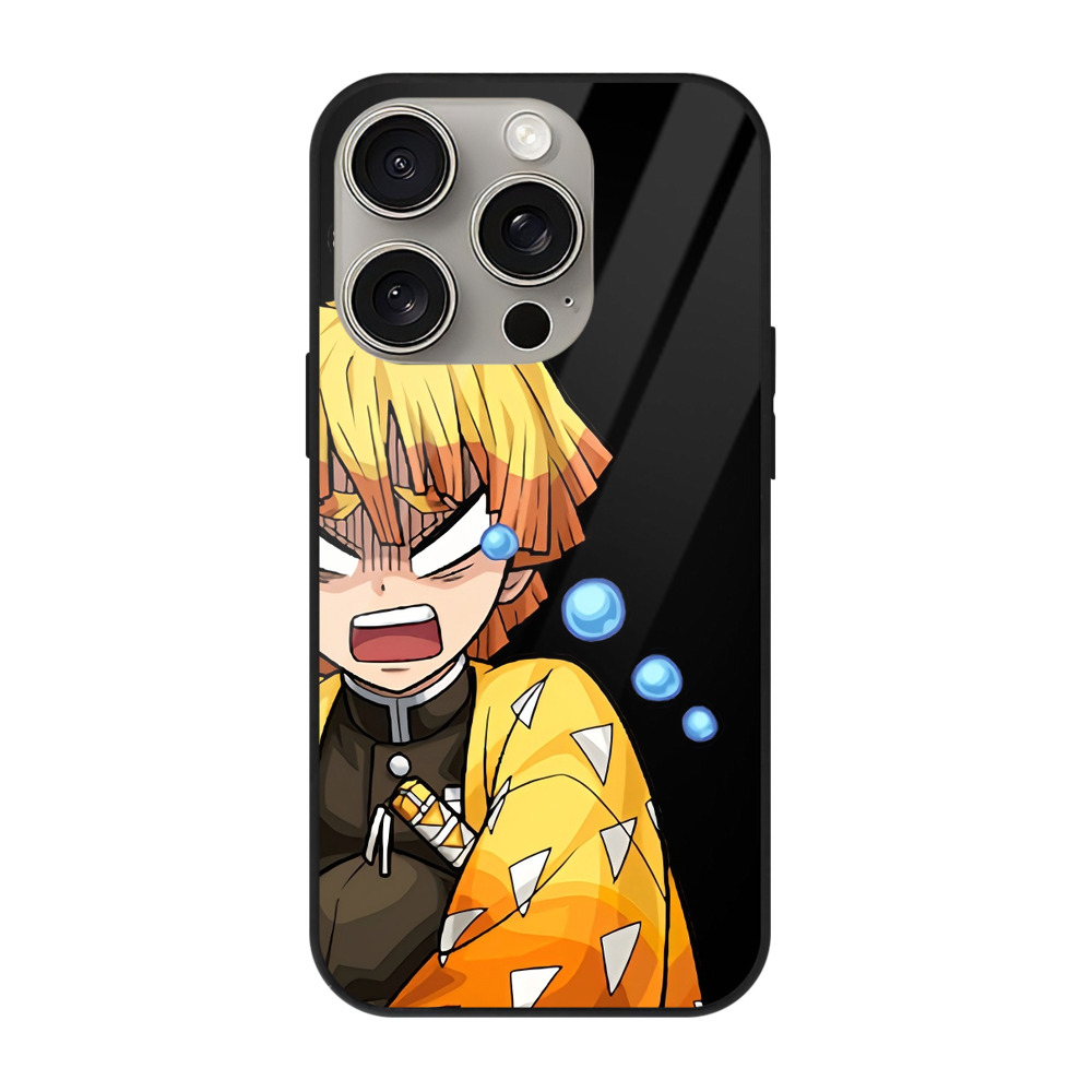 （画像用） 鬼滅の刃（きめつのやいば）我妻 善逸／あがつま ぜんいつ Agatsuma Zenitsu 【iPhone15Pro対応】スマホケース 耐衝撃＆黄変防止 背面ガラス