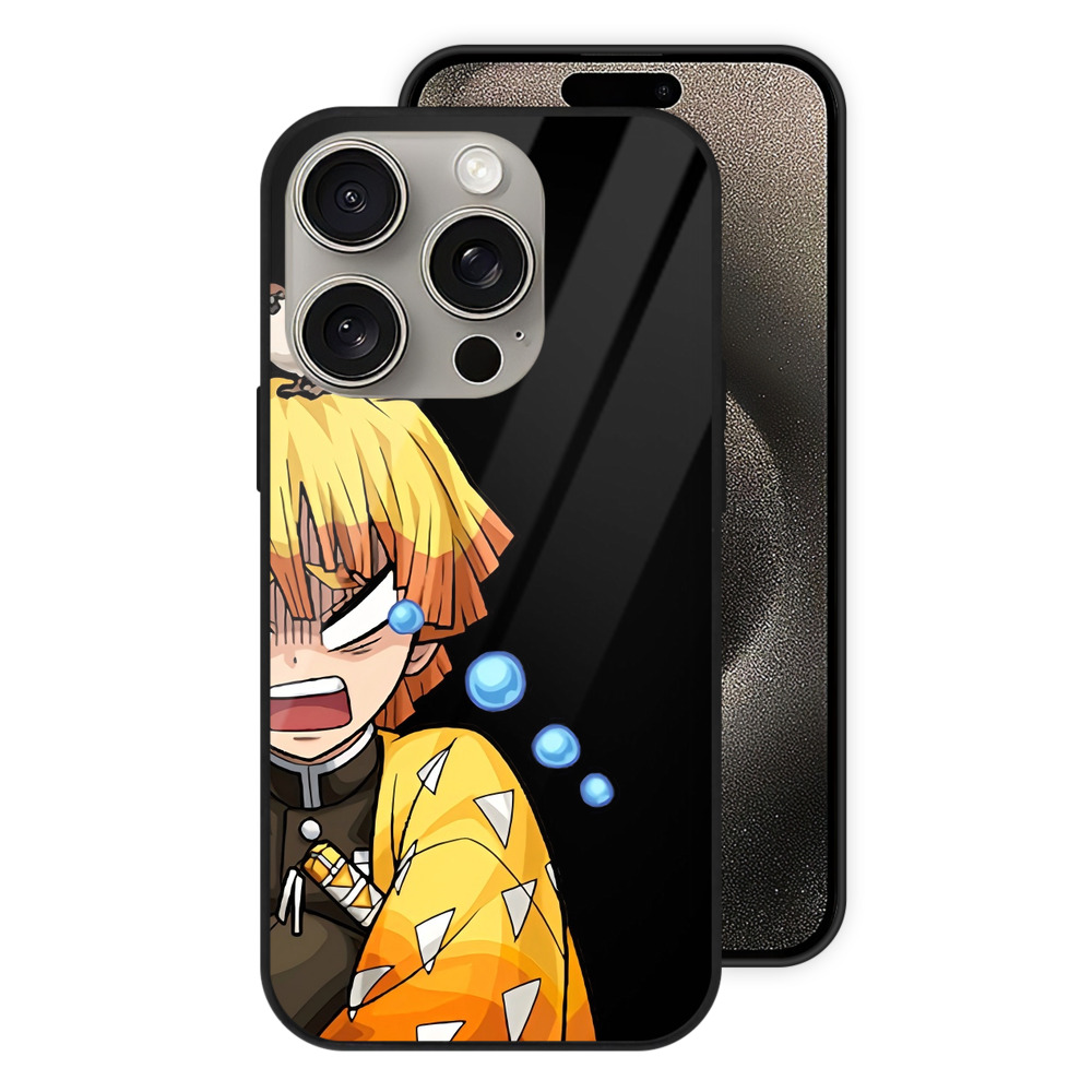 （画像用） 鬼滅の刃（きめつのやいば）我妻 善逸／あがつま ぜんいつ Agatsuma Zenitsu 【iPhone15Pro対応】スマホケース 耐衝撃＆黄変防止 背面ガラス