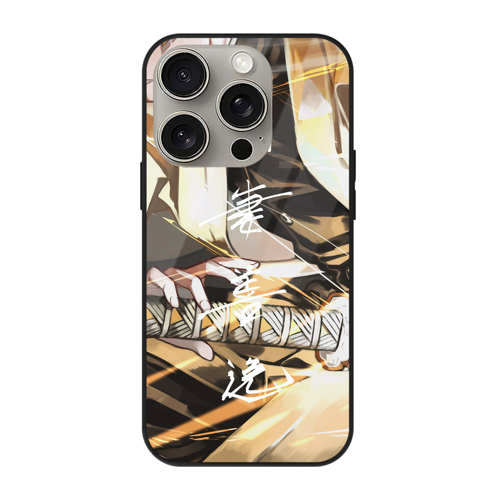 （画像用） 鬼滅の刃（きめつのやいば）我妻 善逸／あがつま ぜんいつ Agatsuma Zenitsu 【iPhone15Pro対応】スマホケース 耐衝撃＆黄変防止 背面ガラス