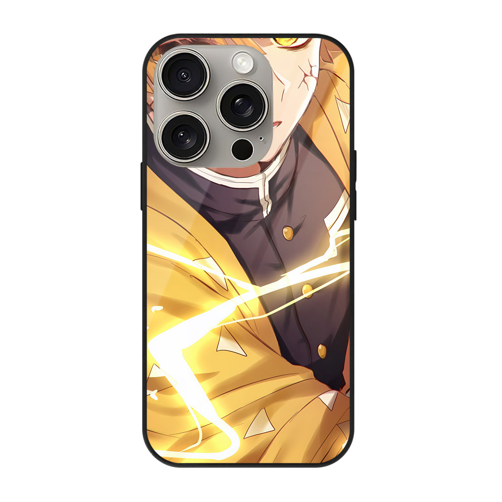 （画像用） 鬼滅の刃（きめつのやいば）我妻 善逸／あがつま ぜんいつ Agatsuma Zenitsu 【iPhone15Pro対応】スマホケース 耐衝撃＆黄変防止 背面ガラス