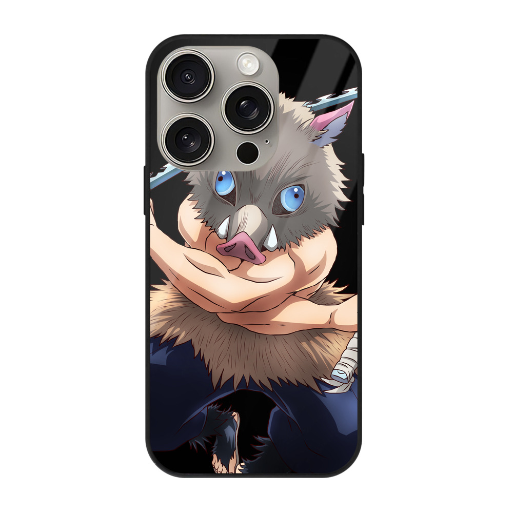 （画像用） 鬼滅の刃（きめつのやいば）嘴平 伊之助／はしびら いのすけ Hashibira Inosuke 【iPhone15Pro対応】スマホケース 耐衝撃＆黄変防止 背面ガラス