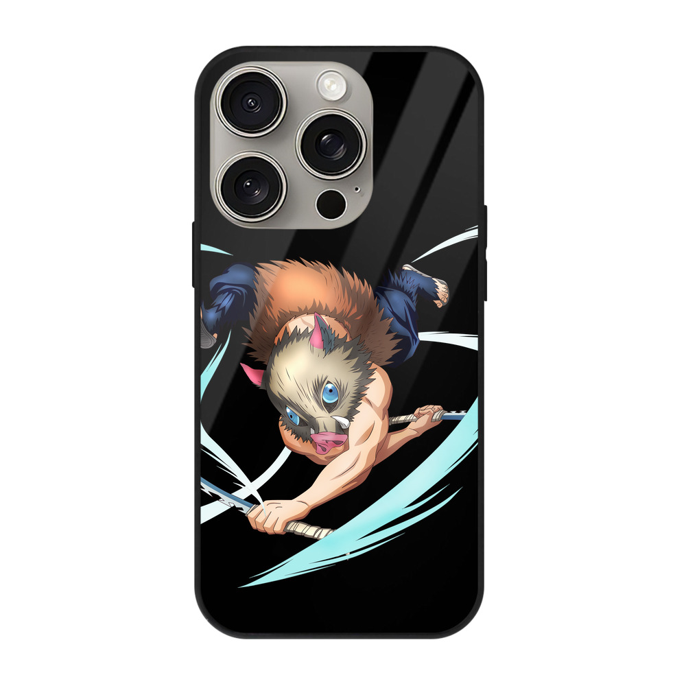 （画像用） 鬼滅の刃（きめつのやいば）嘴平 伊之助／はしびら いのすけ Hashibira Inosuke 【iPhone15Pro対応】スマホケース 耐衝撃＆黄変防止 背面ガラス