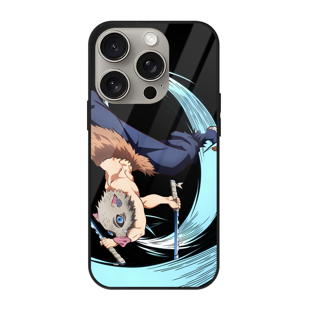 （画像用） 鬼滅の刃（きめつのやいば）嘴平 伊之助／はしびら いのすけ Hashibira Inosuke 【iPhone15Pro対応】スマホケース 耐衝撃＆黄変防止 背面ガラス