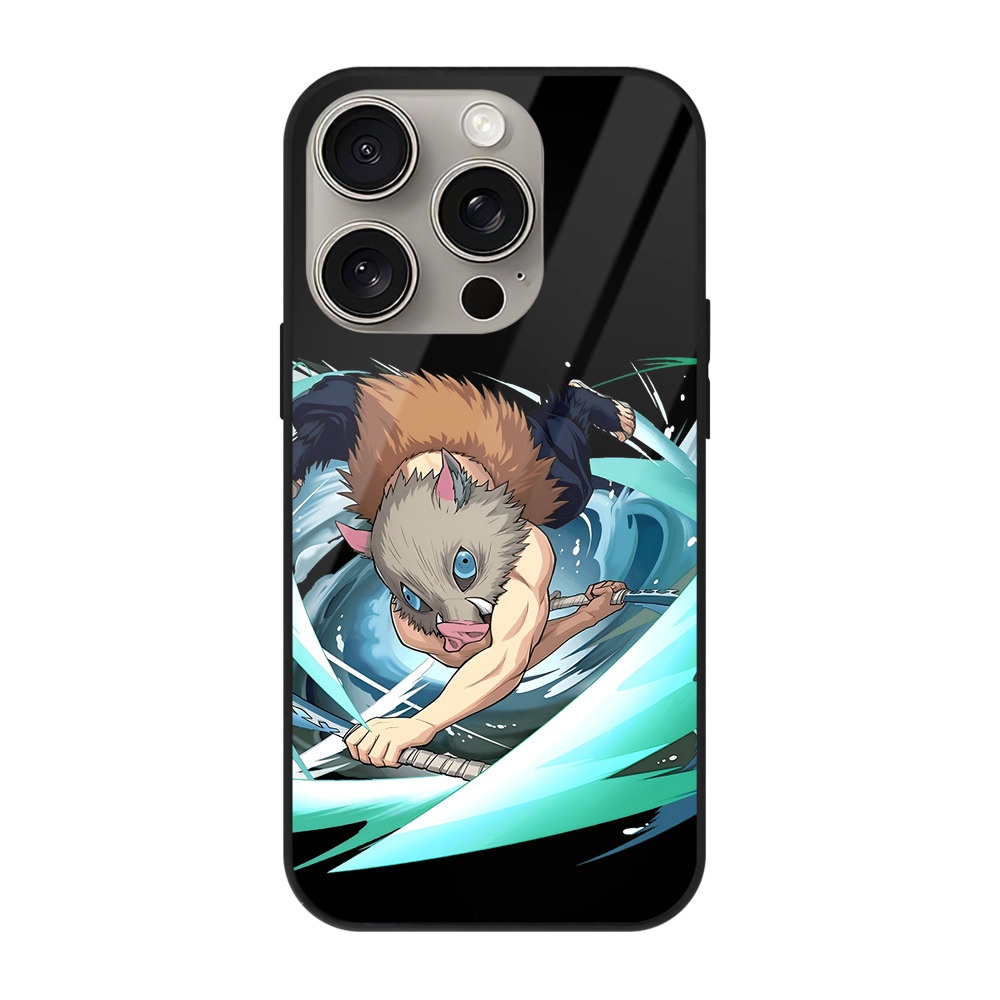 （画像用） 鬼滅の刃（きめつのやいば）嘴平 伊之助／はしびら いのすけ Hashibira Inosuke 【iPhone15Pro対応】スマホケース 耐衝撃＆黄変防止 背面ガラス