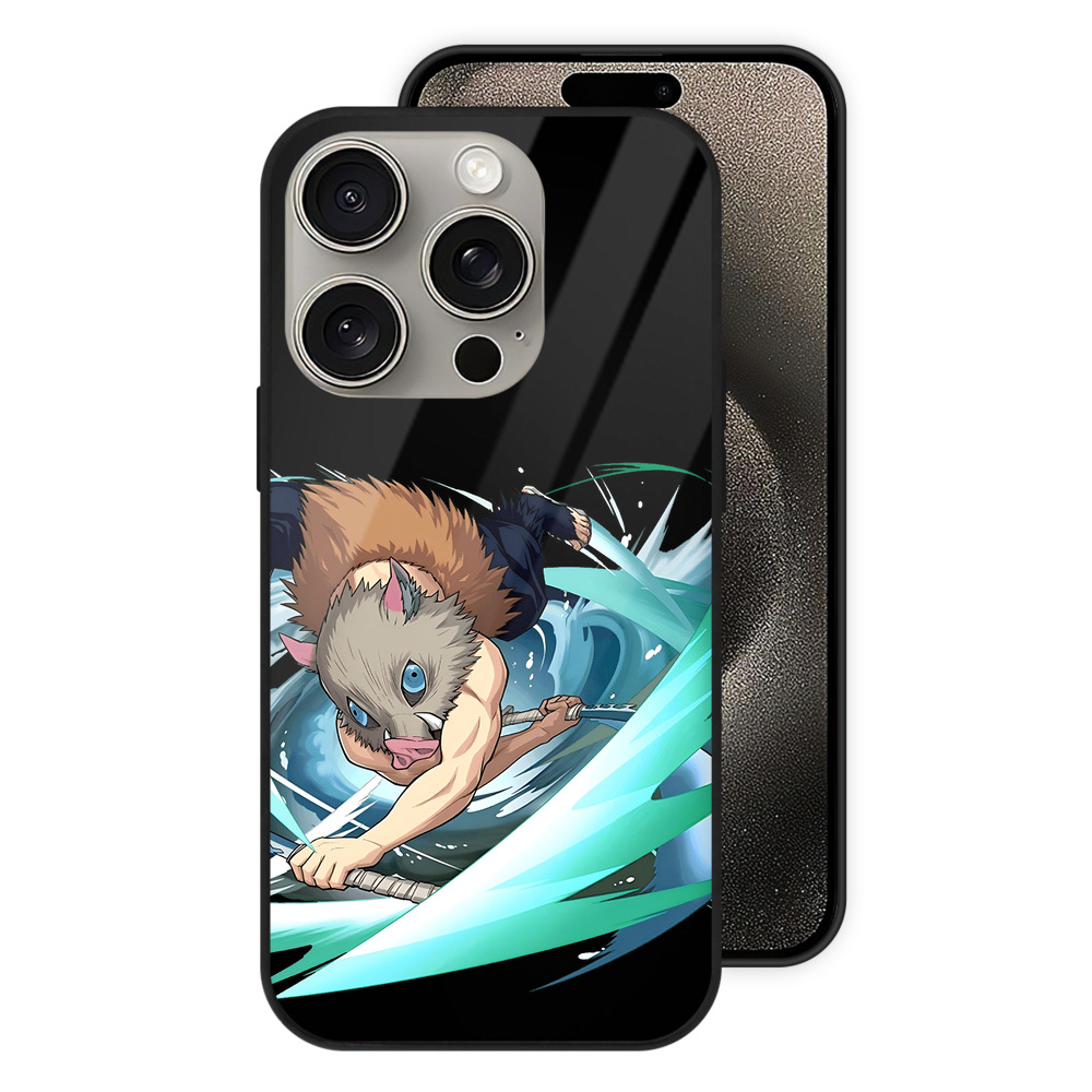 （画像用） 鬼滅の刃（きめつのやいば）嘴平 伊之助／はしびら いのすけ Hashibira Inosuke 【iPhone15Pro対応】スマホケース 耐衝撃＆黄変防止 背面ガラス