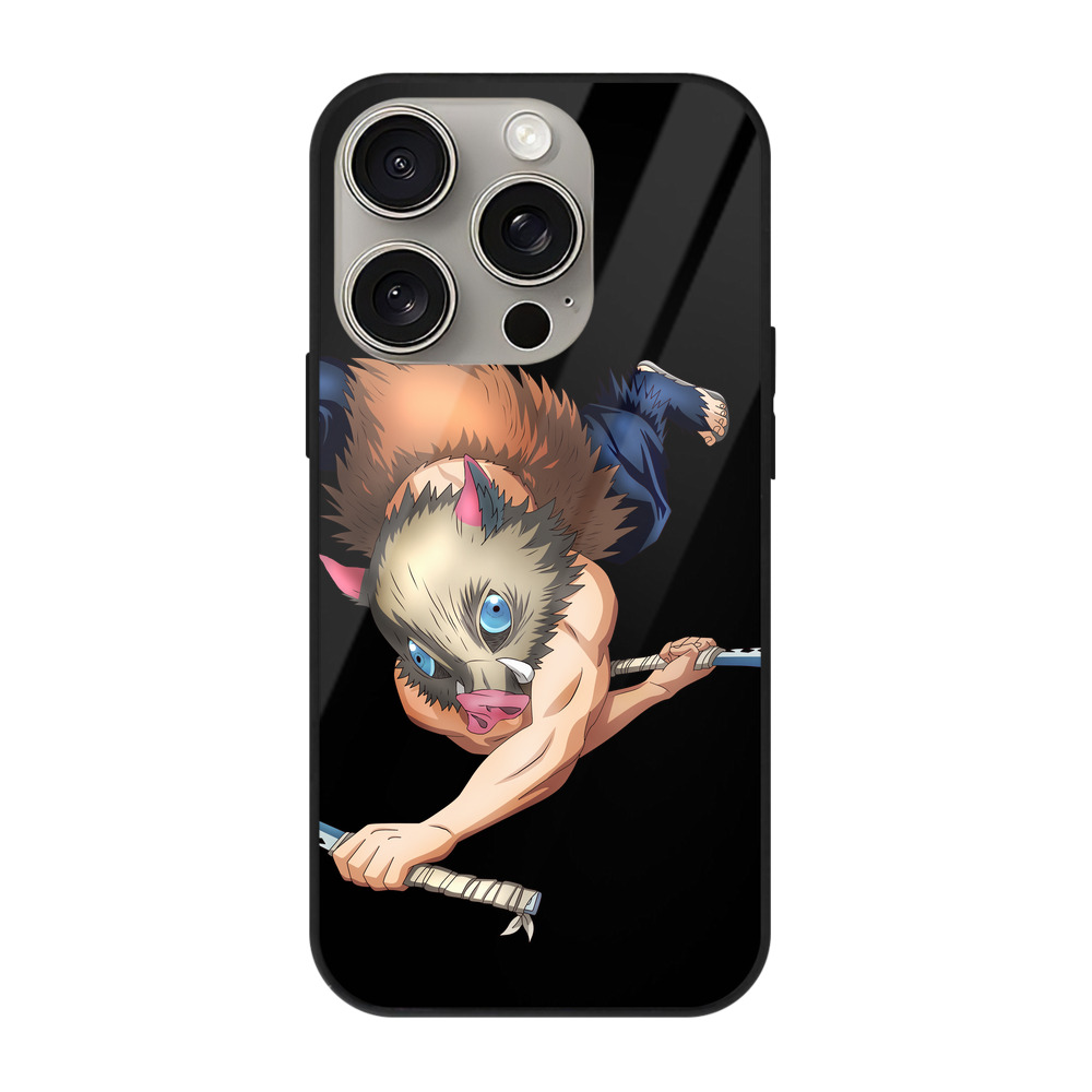 （画像用） 鬼滅の刃（きめつのやいば）嘴平 伊之助／はしびら いのすけ Hashibira Inosuke 【iPhone15Pro対応】スマホケース 耐衝撃＆黄変防止 背面ガラス