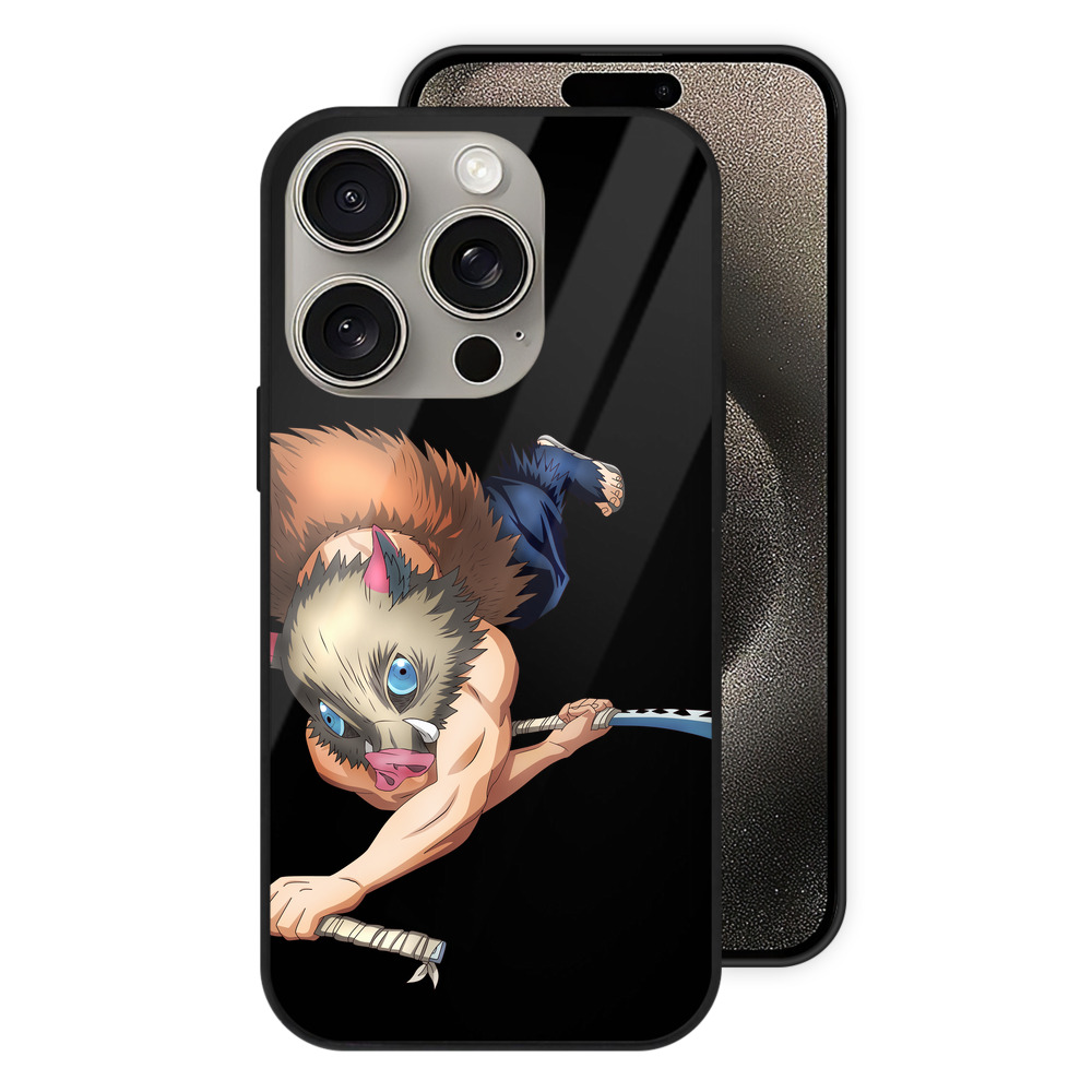 （画像用） 鬼滅の刃（きめつのやいば）嘴平 伊之助／はしびら いのすけ Hashibira Inosuke 【iPhone15Pro対応】スマホケース 耐衝撃＆黄変防止 背面ガラス