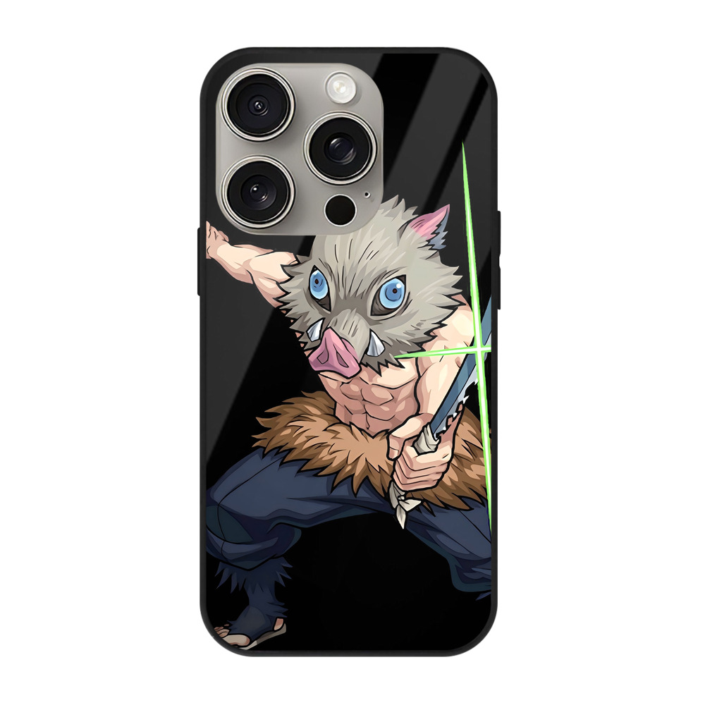 （画像用） 鬼滅の刃（きめつのやいば）嘴平 伊之助／はしびら いのすけ Hashibira Inosuke 【iPhone15Pro対応】スマホケース 耐衝撃＆黄変防止 背面ガラス