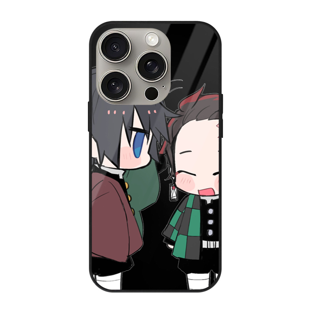 （画像用） 鬼滅の刃（きめつのやいば）水柱-冨岡 義勇／とみおか ぎゆう Tomioka Giyuu 【iPhone15Pro対応】スマホケース 耐衝撃＆黄変防止 背面ガラス