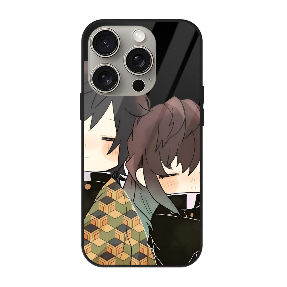 （画像用） 鬼滅の刃（きめつのやいば）水柱-冨岡 義勇／とみおか ぎゆう Tomioka Giyuu 【iPhone15Pro対応】スマホケース 耐衝撃＆黄変防止 背面ガラス