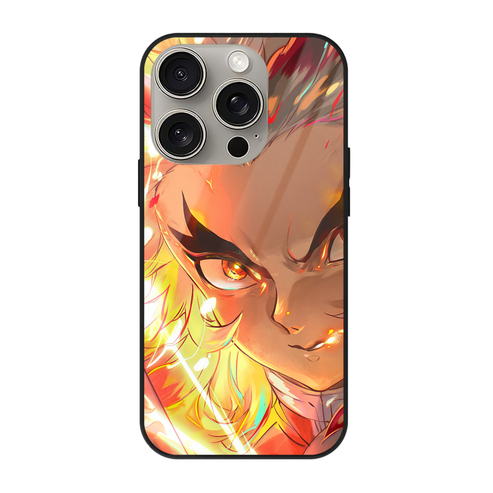（画像用） 炎柱-煉󠄁獄 杏寿郎／れんごく きょうじゅろう Rengoku Kyoujurou 【iPhone15Pro対応】スマホケース 耐衝撃＆黄変防止 背面ガラス