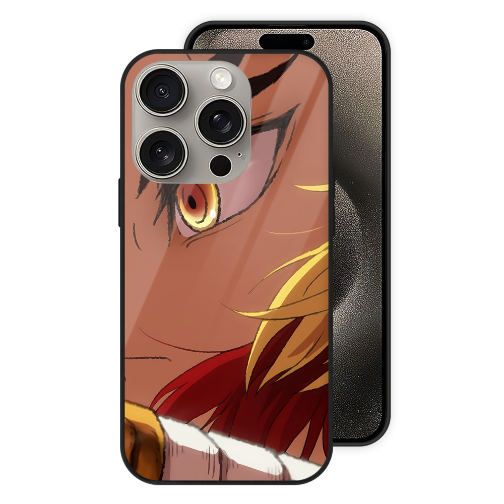 （画像用） 炎柱-煉󠄁獄 杏寿郎／れんごく きょうじゅろう Rengoku Kyoujurou 【iPhone15Pro対応】スマホケース 耐衝撃＆黄変防止 背面ガラス