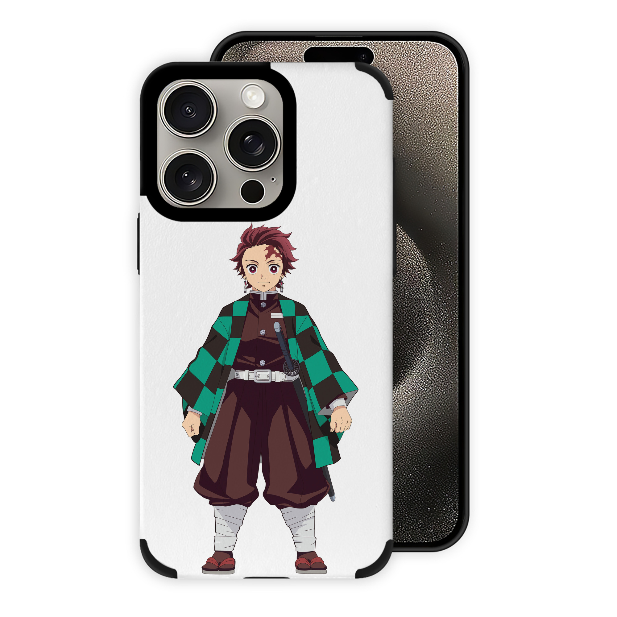 （画像用） 鬼滅の刃 竈門 炭治郎／かまど たんじろう Kamado Tanjirou 【iPhone15ProMax対応】 PUレザー スマホケース 耐衝撃＆黄変防止