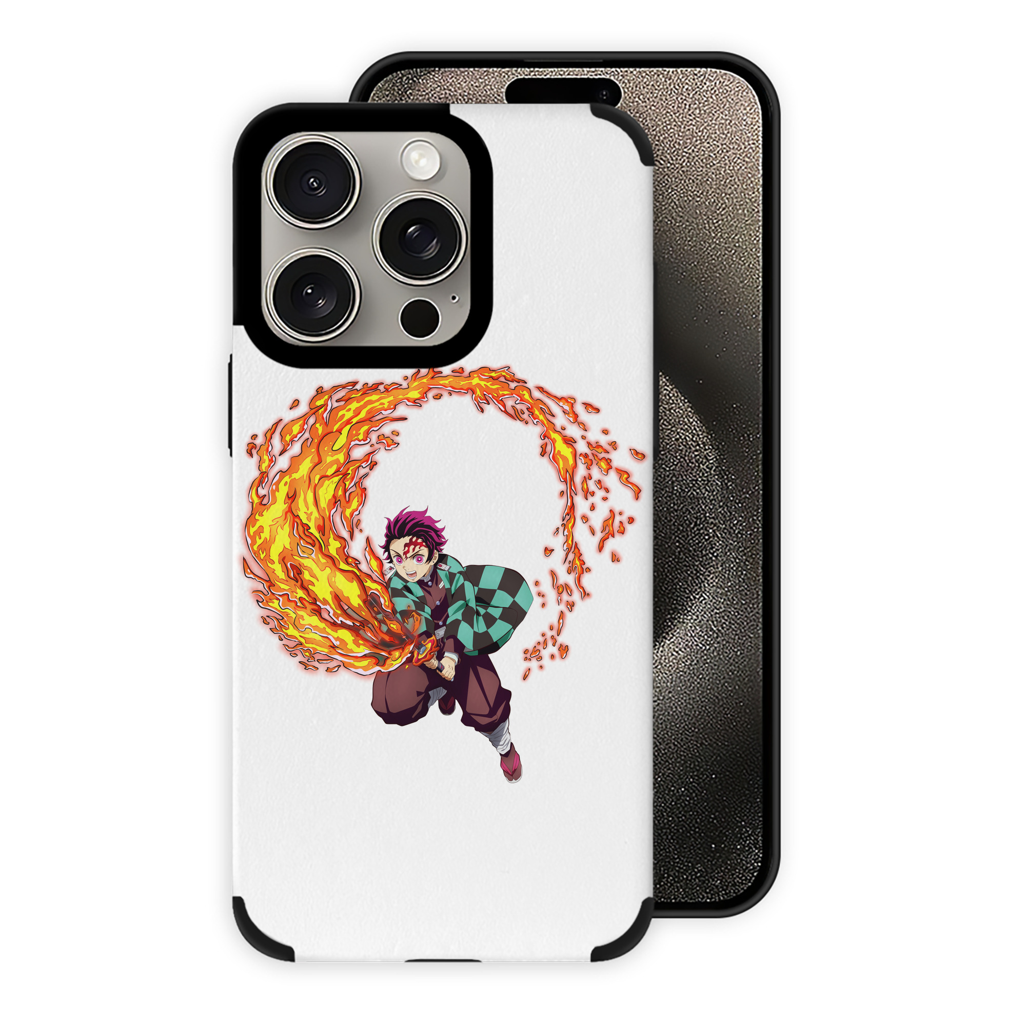 （画像用） 鬼滅の刃 竈門 炭治郎／かまど たんじろう Kamado Tanjirou 【iPhone15ProMax対応】 PUレザー スマホケース 耐衝撃＆黄変防止