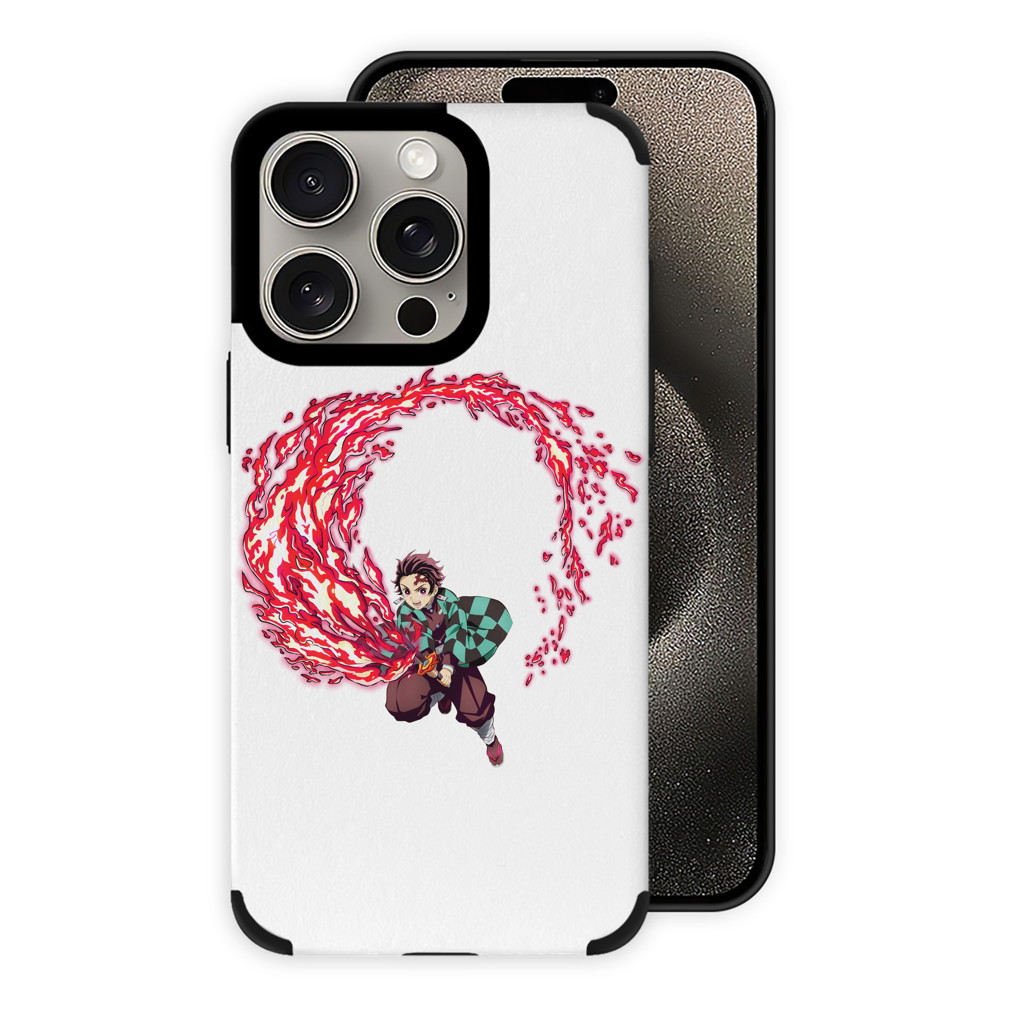 （画像用） 鬼滅の刃 竈門 炭治郎／かまど たんじろう Kamado Tanjirou 【iPhone15ProMax対応】 PUレザー スマホケース 耐衝撃＆黄変防止