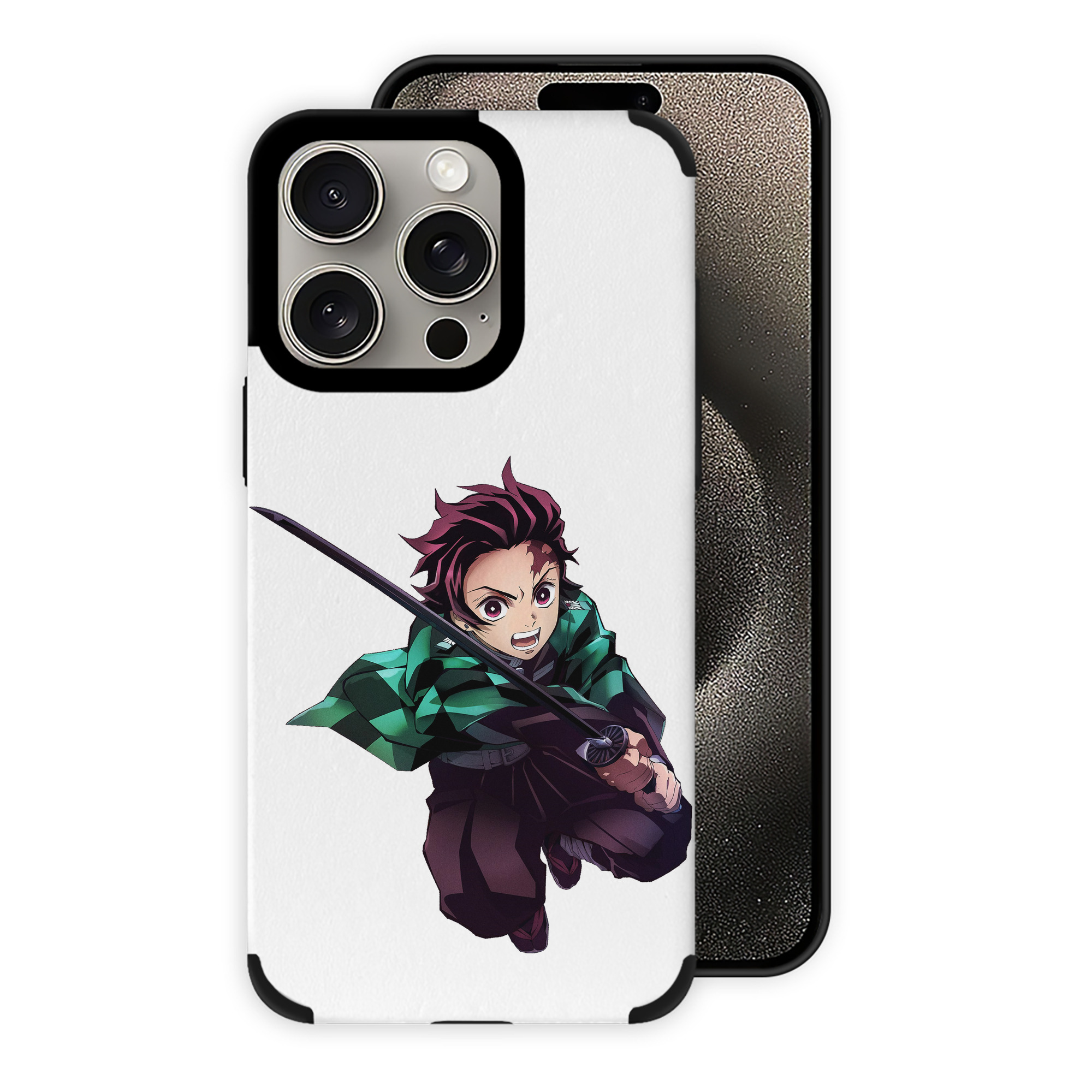 （画像用） 鬼滅の刃 竈門 炭治郎／かまど たんじろう Kamado Tanjirou 【iPhone15ProMax対応】 PUレザー スマホケース 耐衝撃＆黄変防止