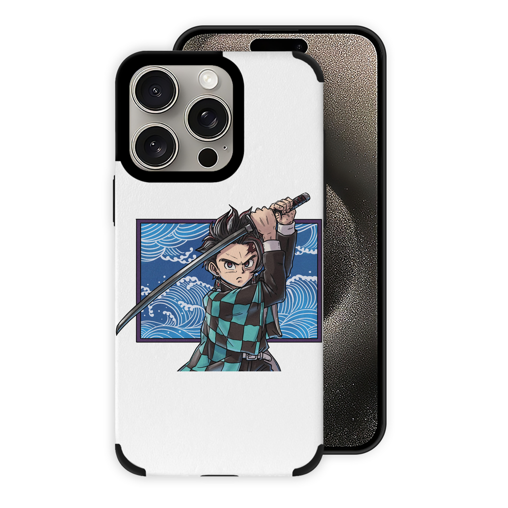 （画像用） 鬼滅の刃 竈門 炭治郎／かまど たんじろう Kamado Tanjirou 【iPhone15ProMax対応】 PUレザー スマホケース 耐衝撃＆黄変防止