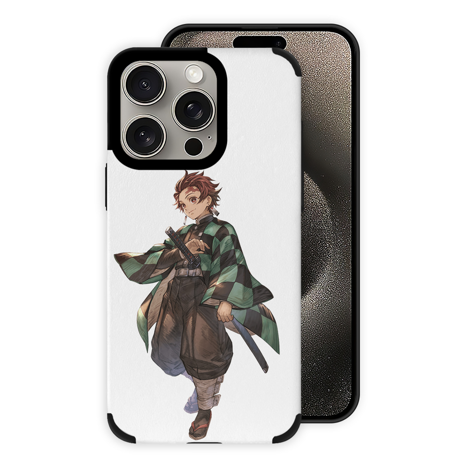 （画像用） 鬼滅の刃 竈門 炭治郎／かまど たんじろう Kamado Tanjirou 【iPhone15ProMax対応】 PUレザー スマホケース 耐衝撃＆黄変防止