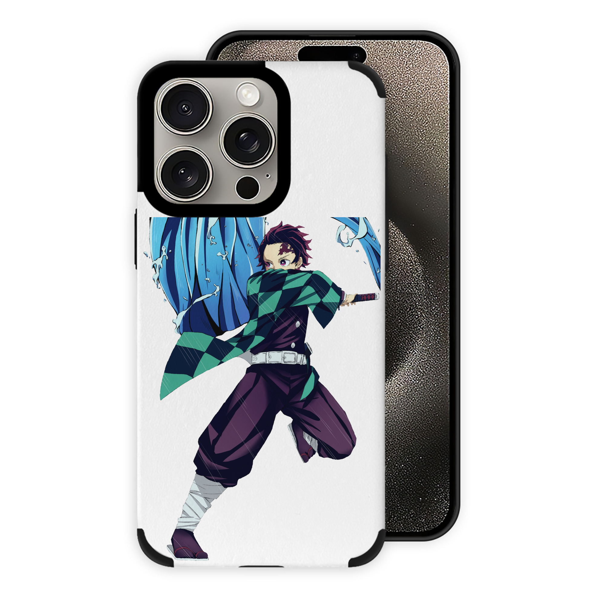（画像用） 鬼滅の刃 竈門 炭治郎／かまど たんじろう Kamado Tanjirou 【iPhone15ProMax対応】 PUレザー スマホケース 耐衝撃＆黄変防止