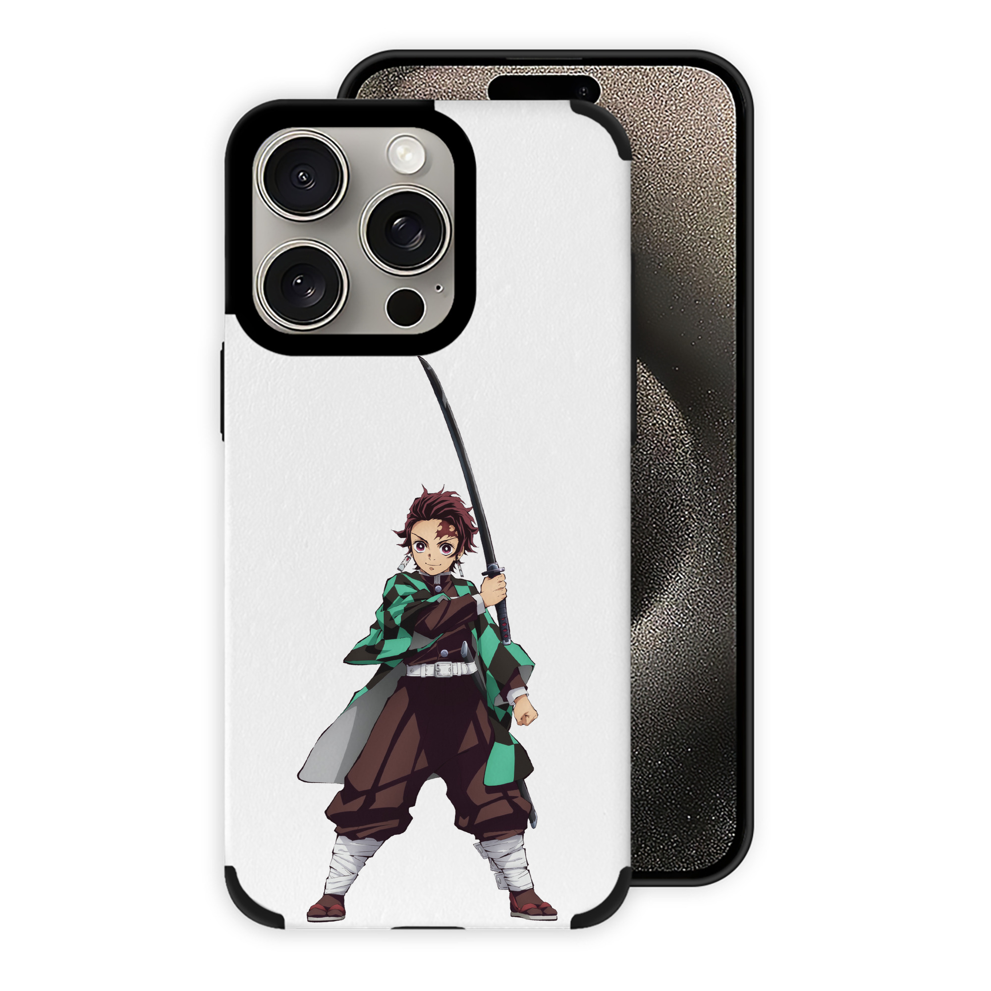 （画像用） 鬼滅の刃 竈門 炭治郎／かまど たんじろう Kamado Tanjirou 【iPhone15ProMax対応】 PUレザー スマホケース 耐衝撃＆黄変防止