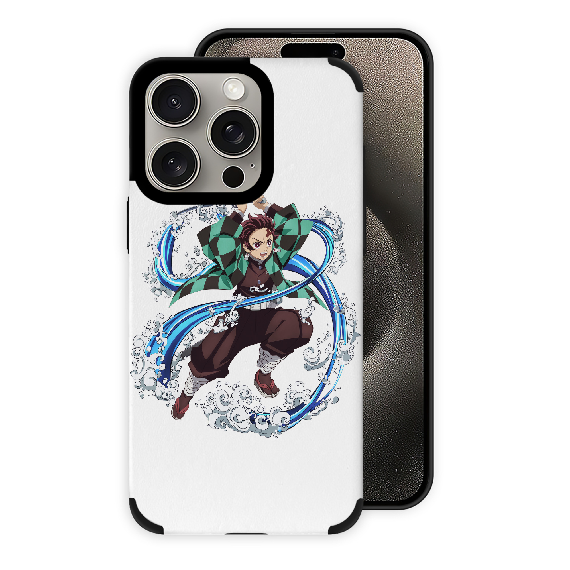 （画像用） 鬼滅の刃 竈門 炭治郎／かまど たんじろう Kamado Tanjirou 【iPhone15ProMax対応】 PUレザー スマホケース 耐衝撃＆黄変防止