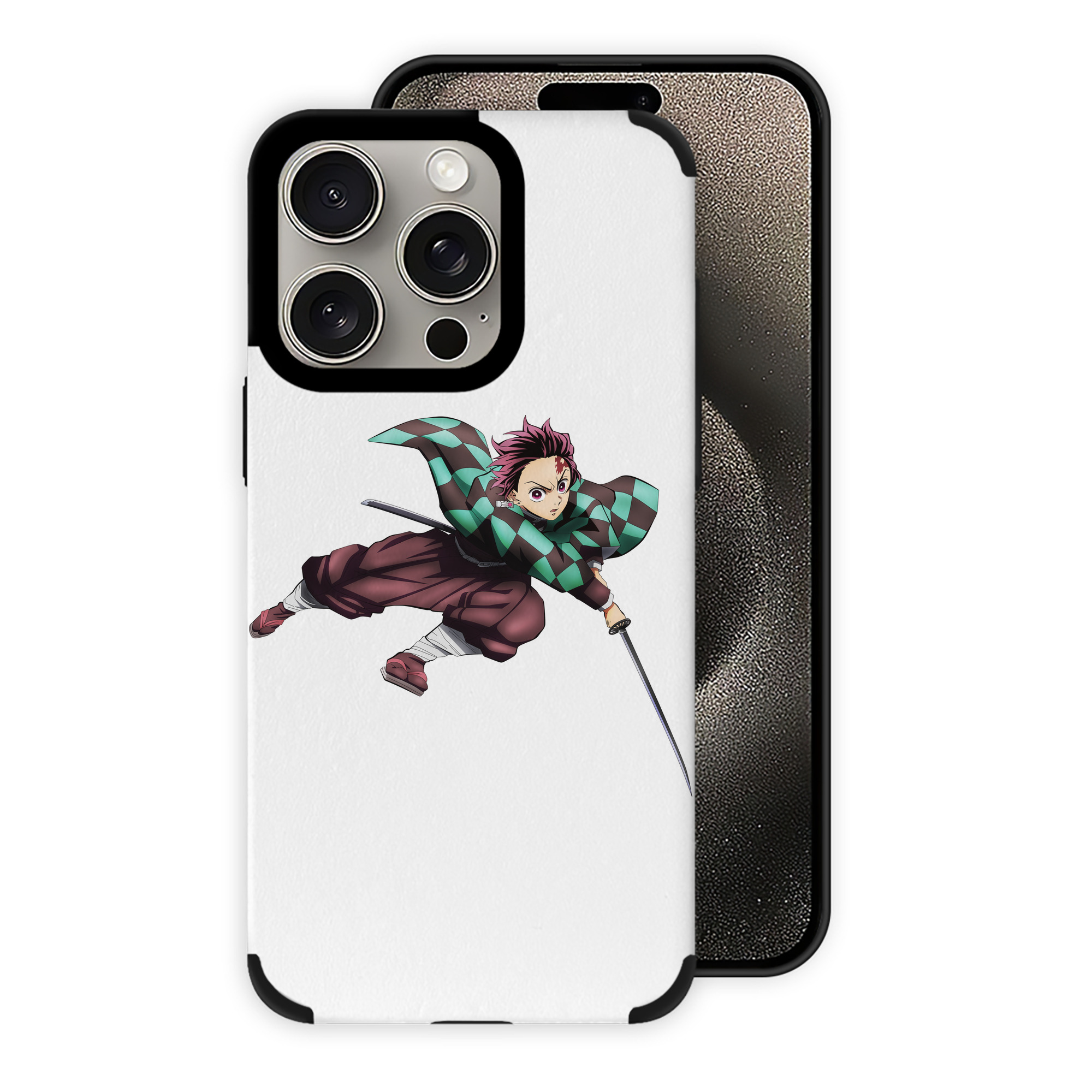 （画像用） 鬼滅の刃 竈門 炭治郎／かまど たんじろう Kamado Tanjirou 【iPhone15ProMax対応】 PUレザー スマホケース 耐衝撃＆黄変防止