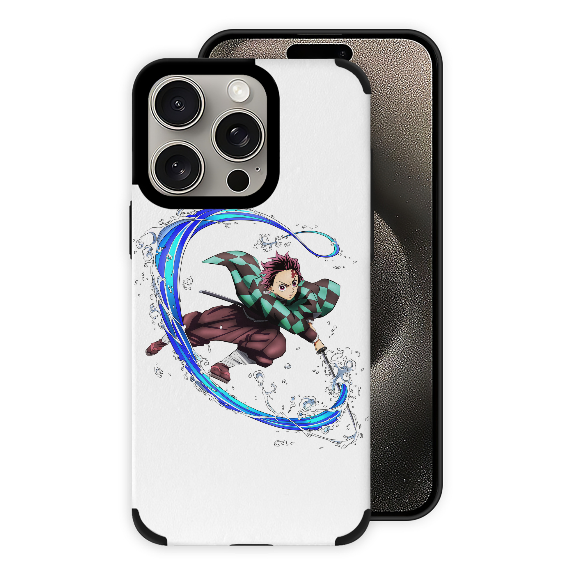 （画像用） 鬼滅の刃 竈門 炭治郎／かまど たんじろう Kamado Tanjirou 【iPhone15ProMax対応】 PUレザー スマホケース 耐衝撃＆黄変防止