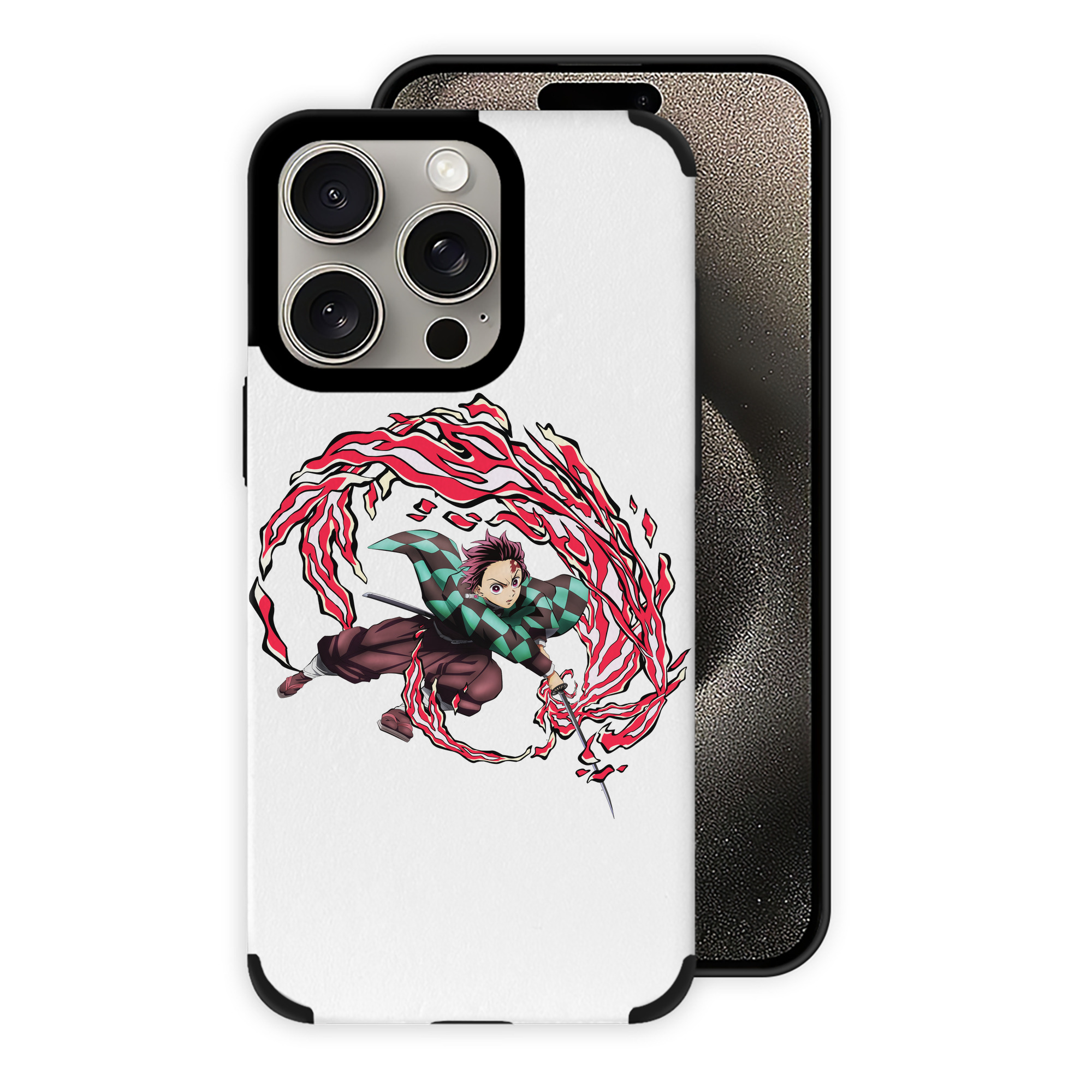 （画像用） 鬼滅の刃 竈門 炭治郎／かまど たんじろう Kamado Tanjirou 【iPhone15ProMax対応】 PUレザー スマホケース 耐衝撃＆黄変防止