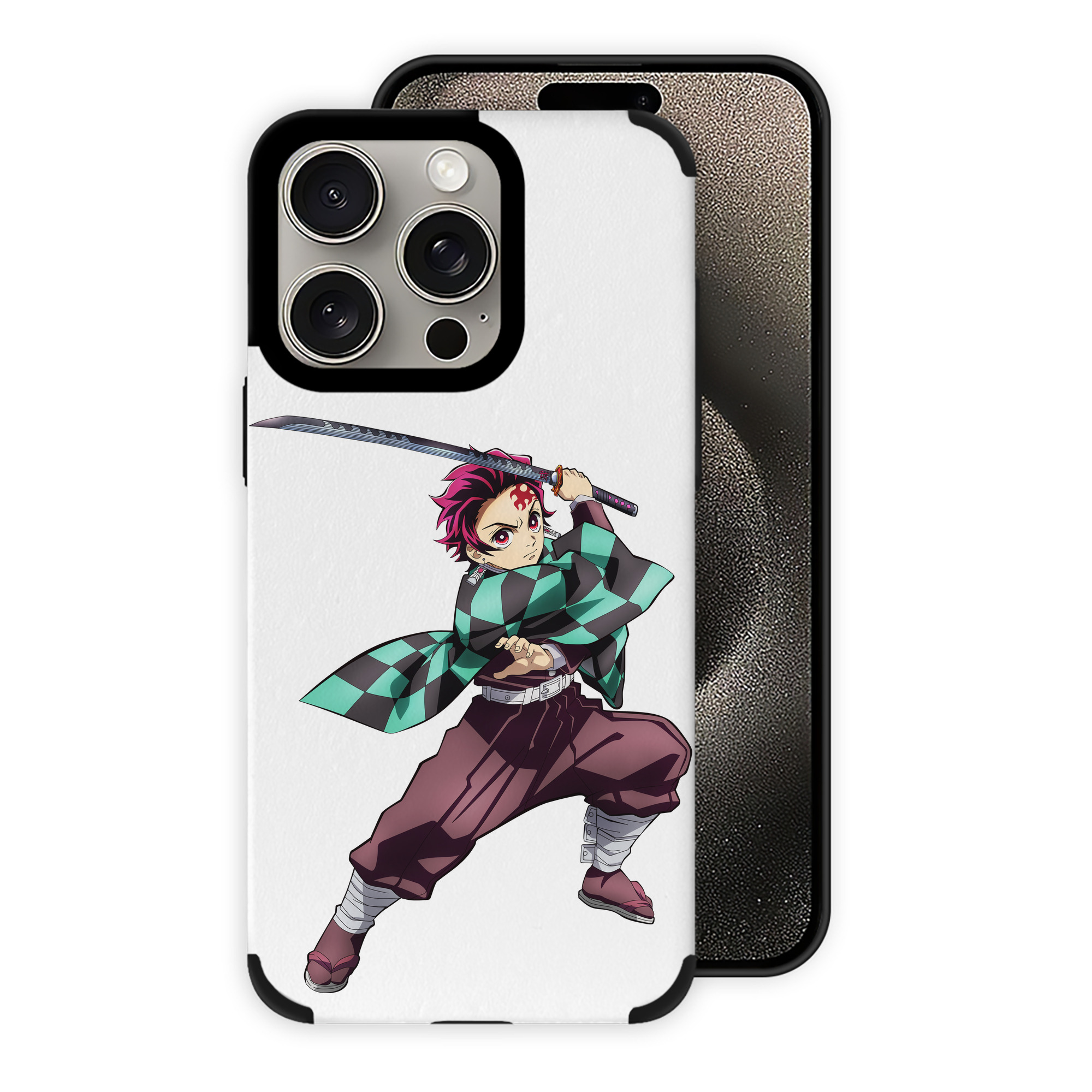 （画像用） 鬼滅の刃 竈門 炭治郎／かまど たんじろう Kamado Tanjirou 【iPhone15ProMax対応】 PUレザー スマホケース 耐衝撃＆黄変防止