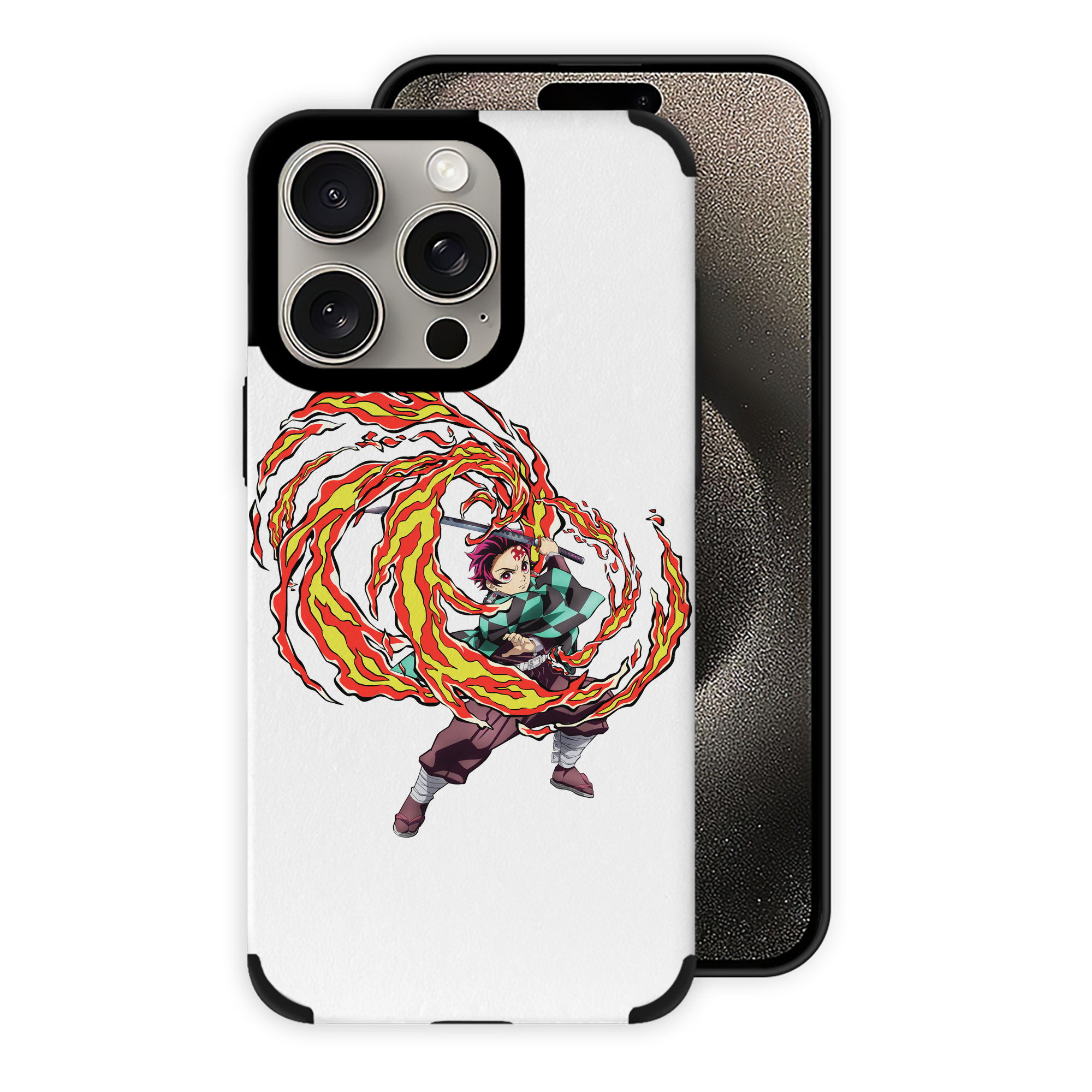 （画像用） 鬼滅の刃 竈門 炭治郎／かまど たんじろう Kamado Tanjirou 【iPhone15ProMax対応】 PUレザー スマホケース 耐衝撃＆黄変防止