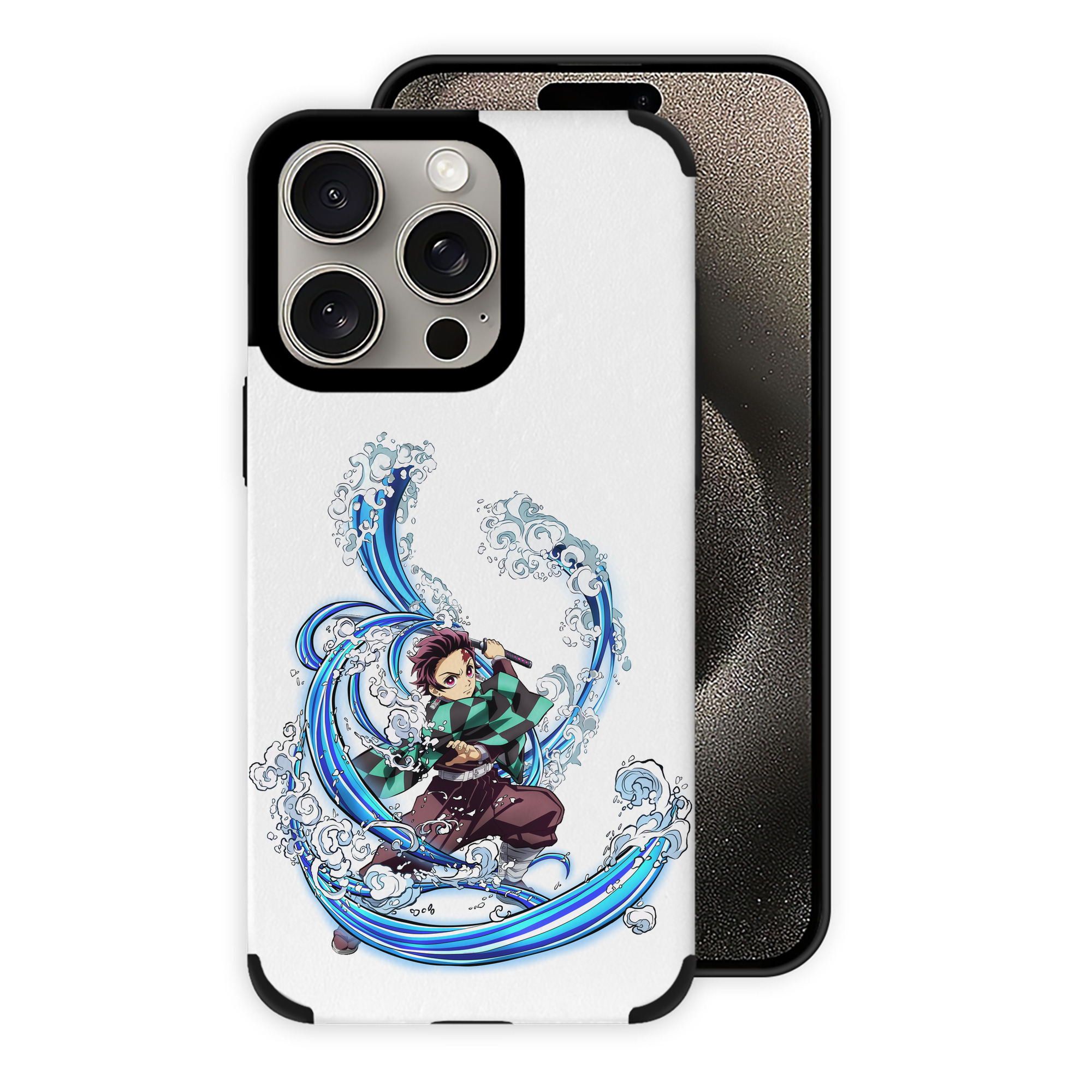 （画像用） 鬼滅の刃 竈門 炭治郎／かまど たんじろう Kamado Tanjirou 【iPhone15ProMax対応】 PUレザー スマホケース 耐衝撃＆黄変防止