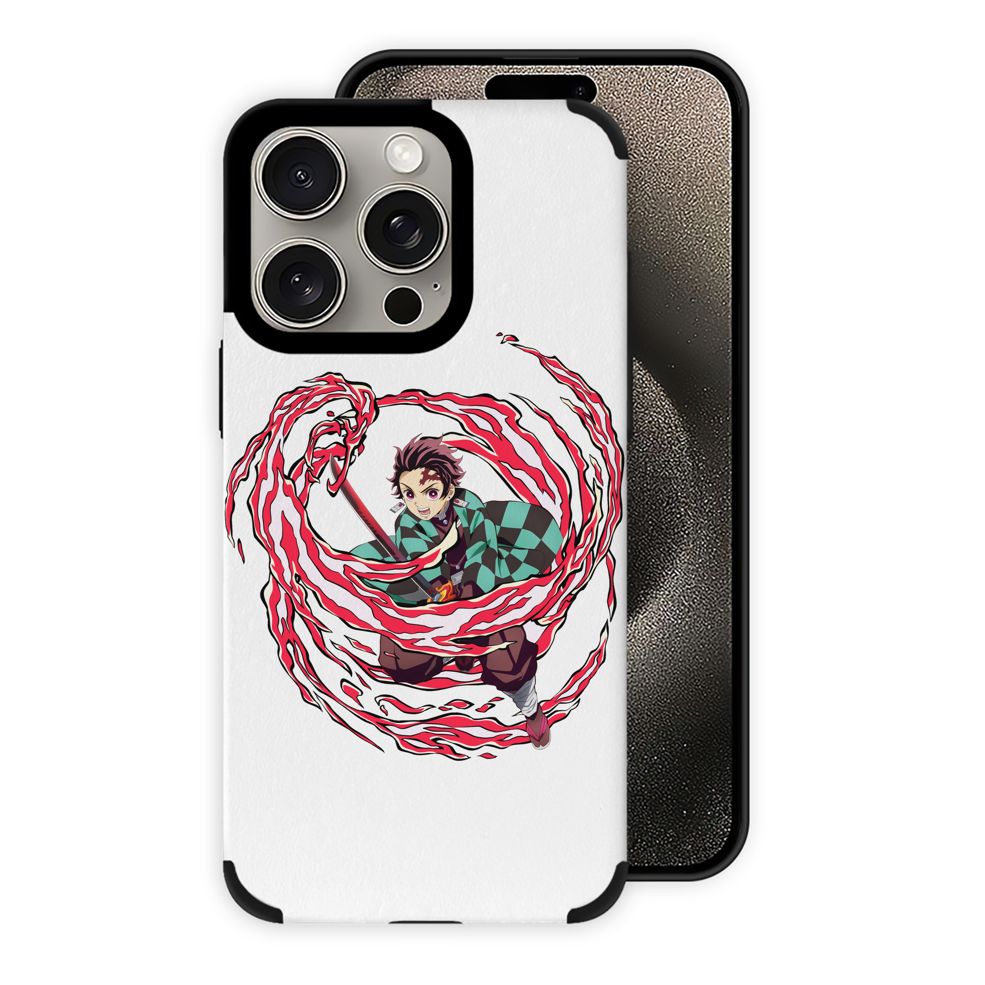 （画像用） 鬼滅の刃 竈門 炭治郎／かまど たんじろう Kamado Tanjirou 【iPhone15ProMax対応】 PUレザー スマホケース 耐衝撃＆黄変防止
