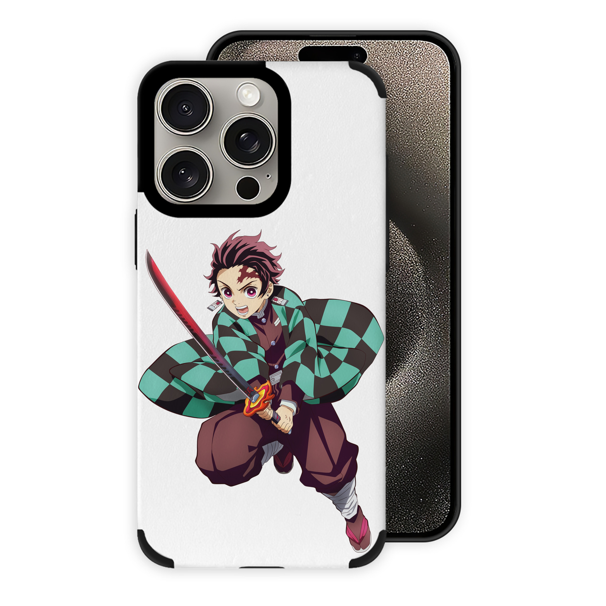 （画像用） 鬼滅の刃 竈門 炭治郎／かまど たんじろう Kamado Tanjirou 【iPhone15ProMax対応】 PUレザー スマホケース 耐衝撃＆黄変防止