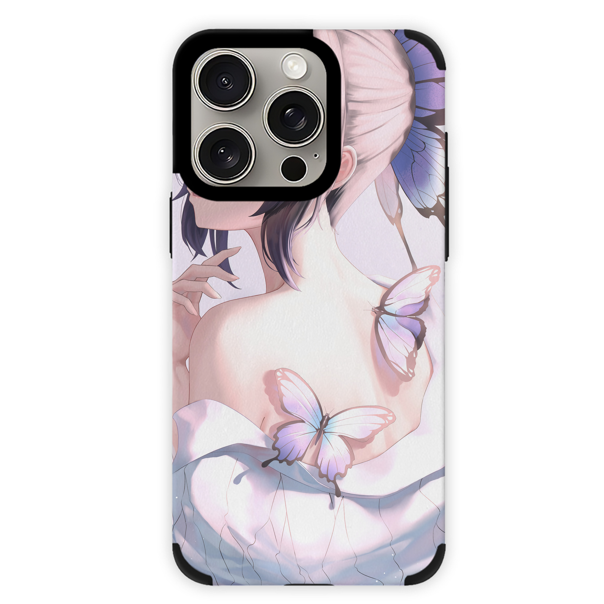 （画像用） 鬼滅の刃（きめつのやいば）蟲柱-胡蝶 しのぶ／こちょう しのぶ Kochou Shinobu 【iPhone15ProMax対応】 PUレザー スマホケース 耐衝撃＆黄変防止