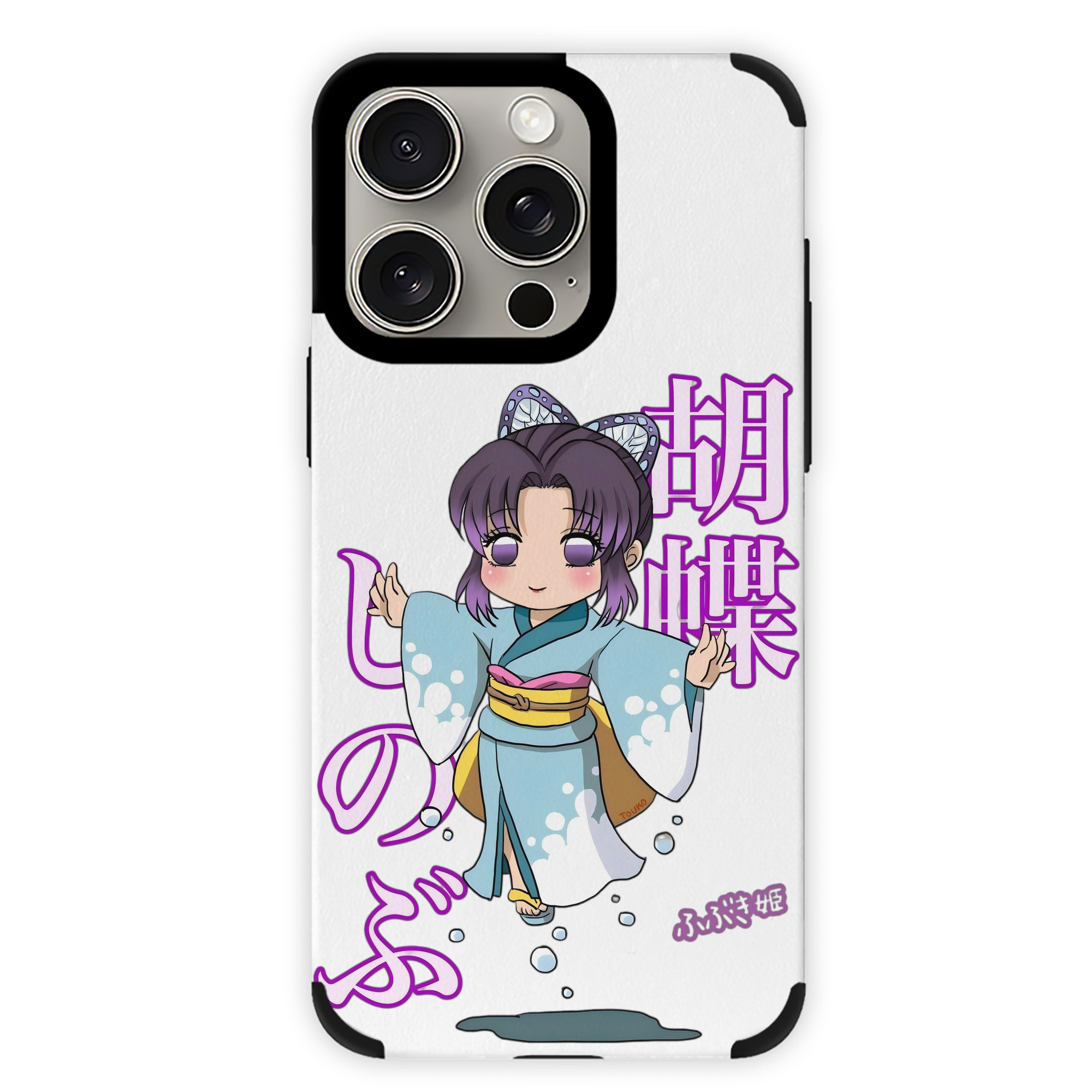 （画像用） 鬼滅の刃（きめつのやいば）蟲柱-胡蝶 しのぶ／こちょう しのぶ Kochou Shinobu 【iPhone15ProMax対応】 PUレザー スマホケース 耐衝撃＆黄変防止