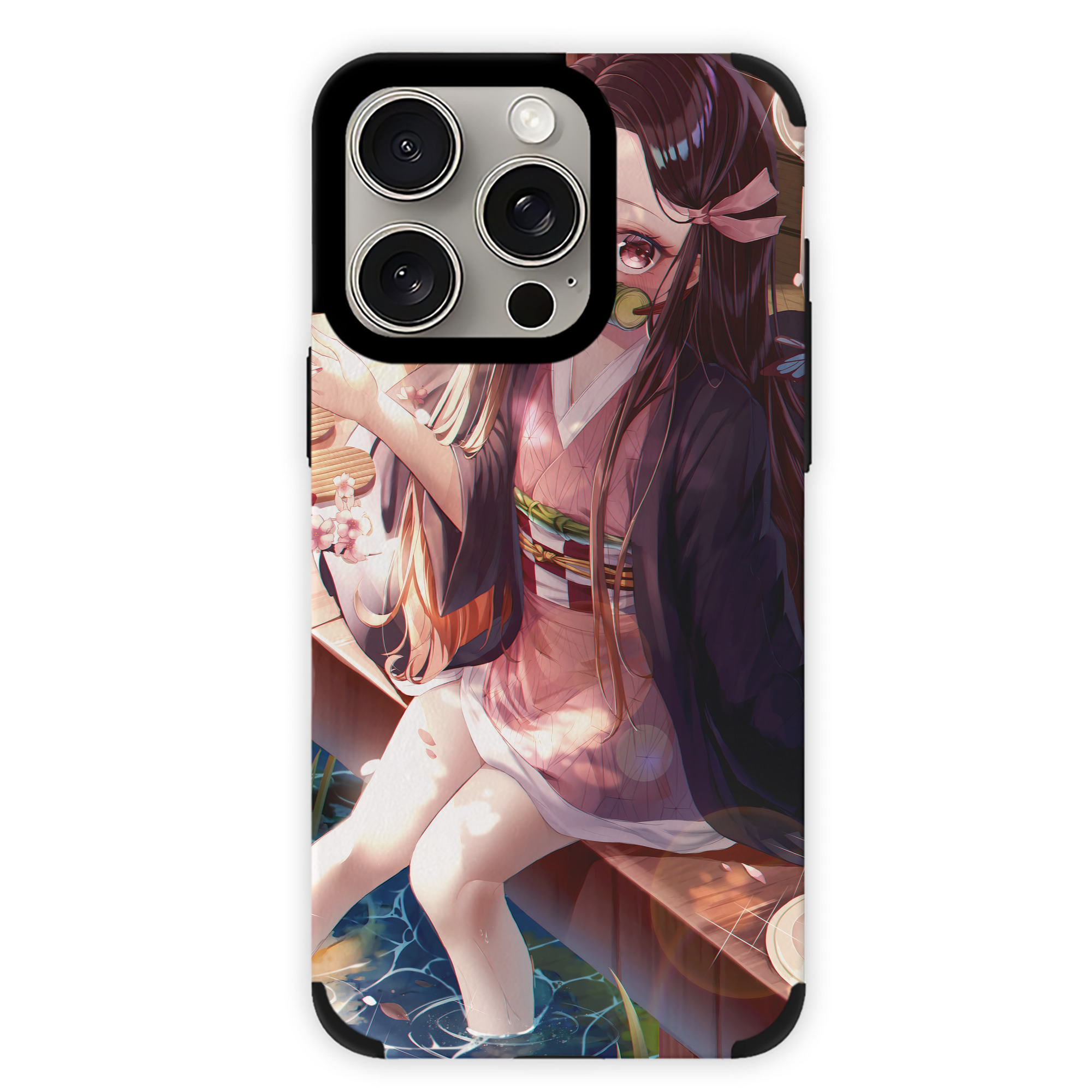 （画像用） 鬼滅の刃（きめつのやいば）竈門 禰󠄀豆子／かまど ねずこ Kamado Nezuko 【iPhone15ProMax対応】 PUレザー スマホケース 耐衝撃＆黄変防止