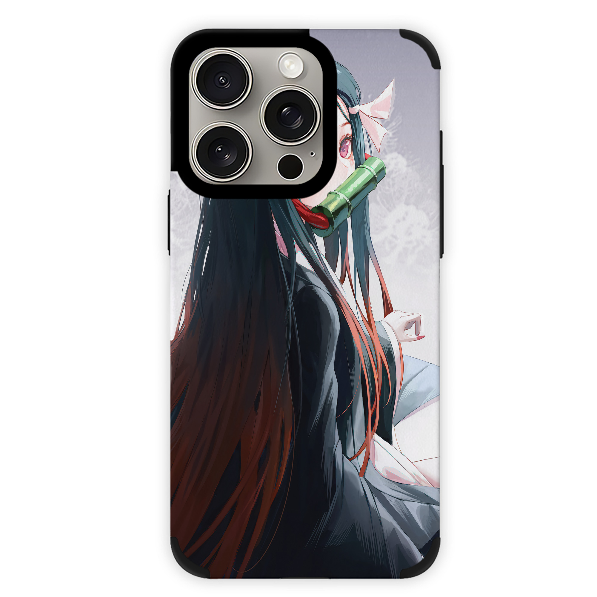 （画像用） 鬼滅の刃（きめつのやいば）竈門 禰󠄀豆子／かまど ねずこ Kamado Nezuko 【iPhone15ProMax対応】 PUレザー スマホケース 耐衝撃＆黄変防止
