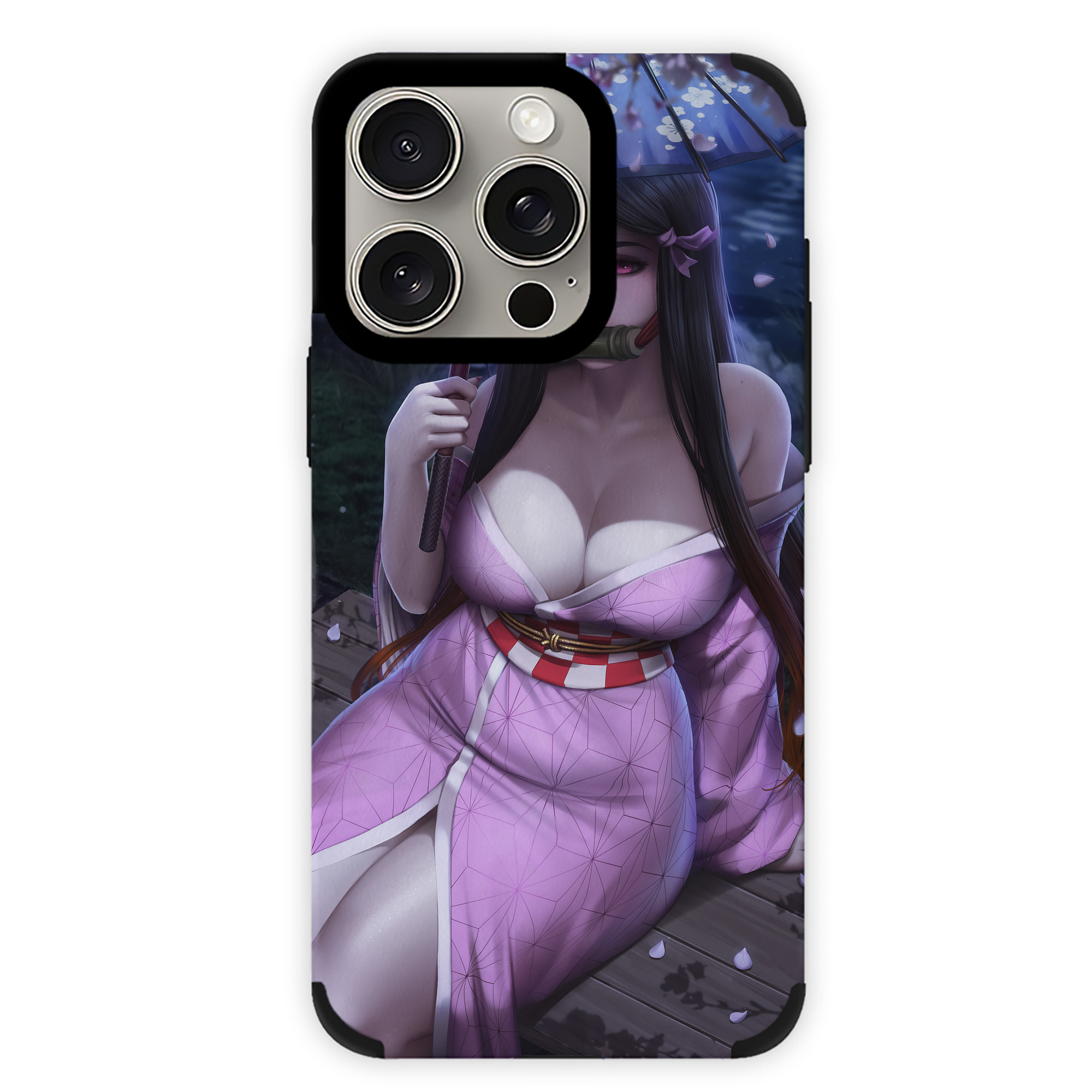 （画像用） 鬼滅の刃（きめつのやいば）竈門 禰󠄀豆子／かまど ねずこ Kamado Nezuko 【iPhone15ProMax対応】 PUレザー スマホケース 耐衝撃＆黄変防止