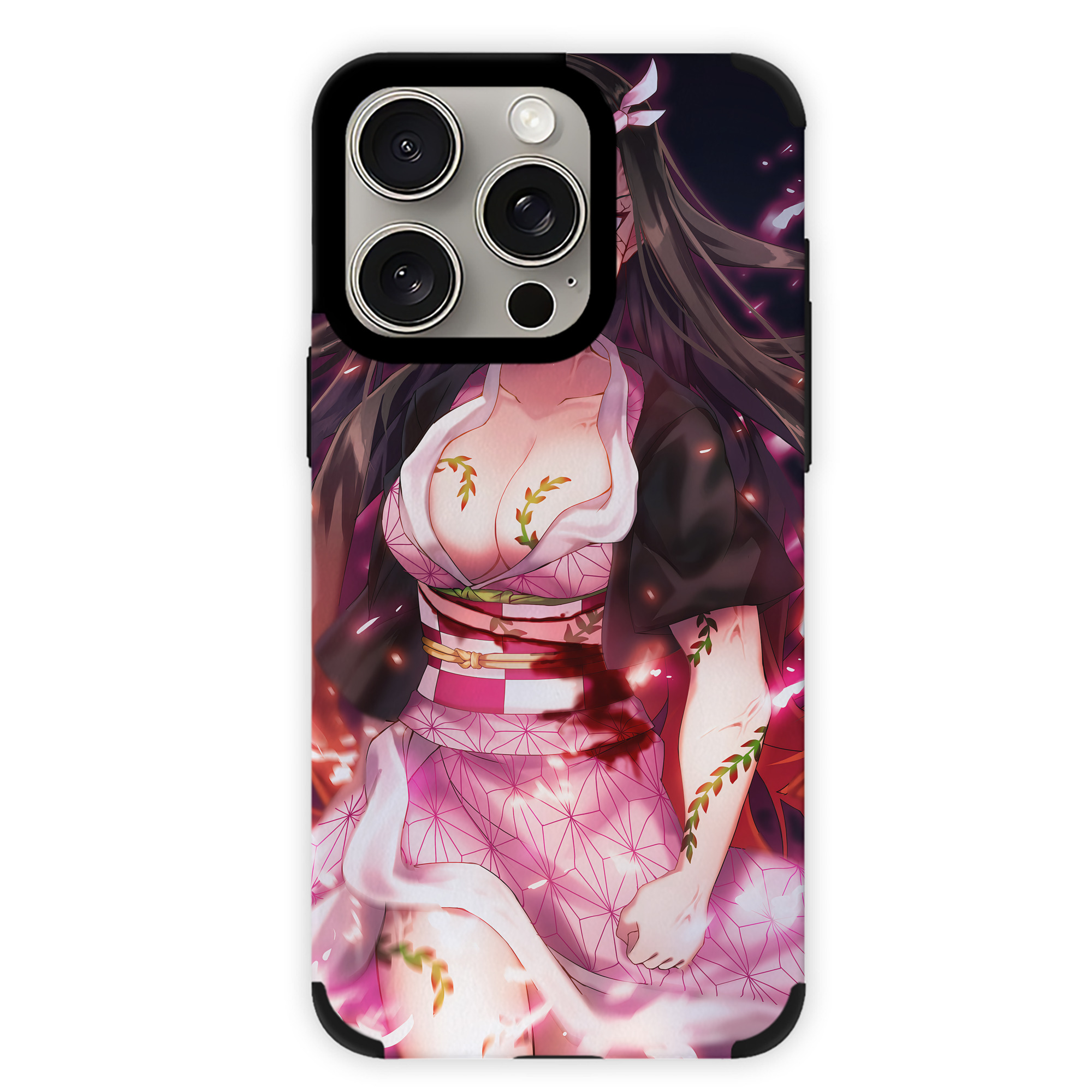 （画像用） 鬼滅の刃（きめつのやいば）竈門 禰󠄀豆子／かまど ねずこ Kamado Nezuko 【iPhone15ProMax対応】 PUレザー スマホケース 耐衝撃＆黄変防止