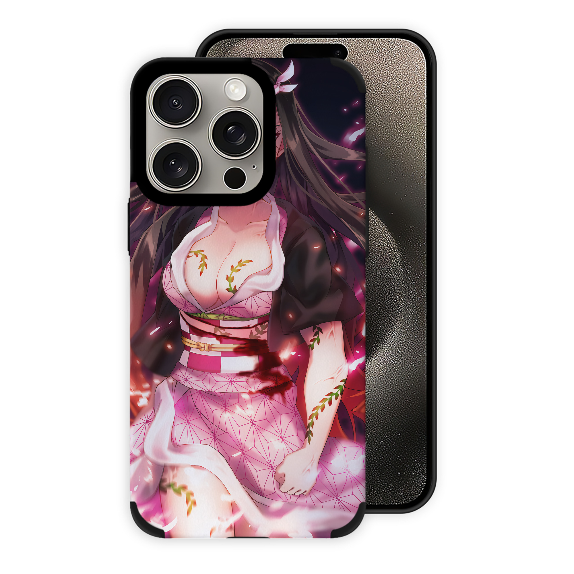 （画像用） 鬼滅の刃（きめつのやいば）竈門 禰󠄀豆子／かまど ねずこ Kamado Nezuko 【iPhone15ProMax対応】 PUレザー スマホケース 耐衝撃＆黄変防止