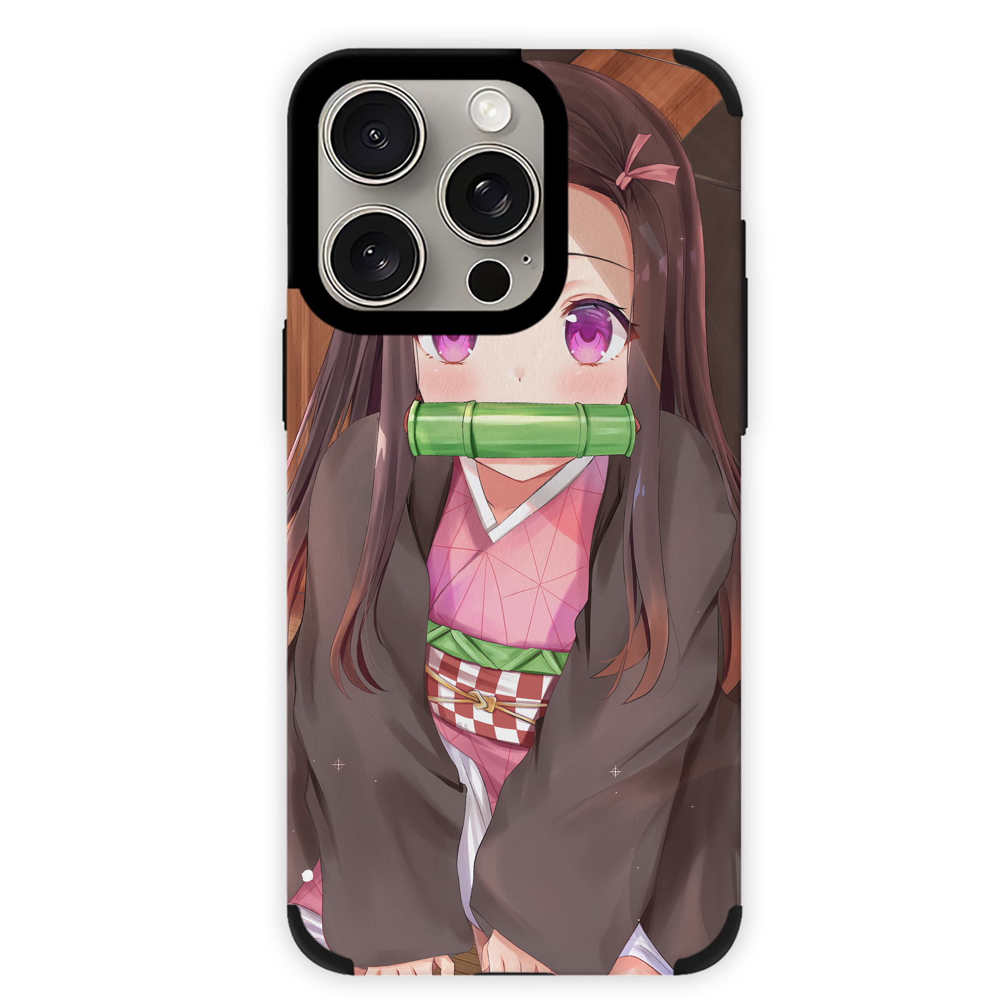 （画像用） 鬼滅の刃（きめつのやいば）竈門 禰󠄀豆子／かまど ねずこ Kamado Nezuko 【iPhone15ProMax対応】 PUレザー スマホケース 耐衝撃＆黄変防止