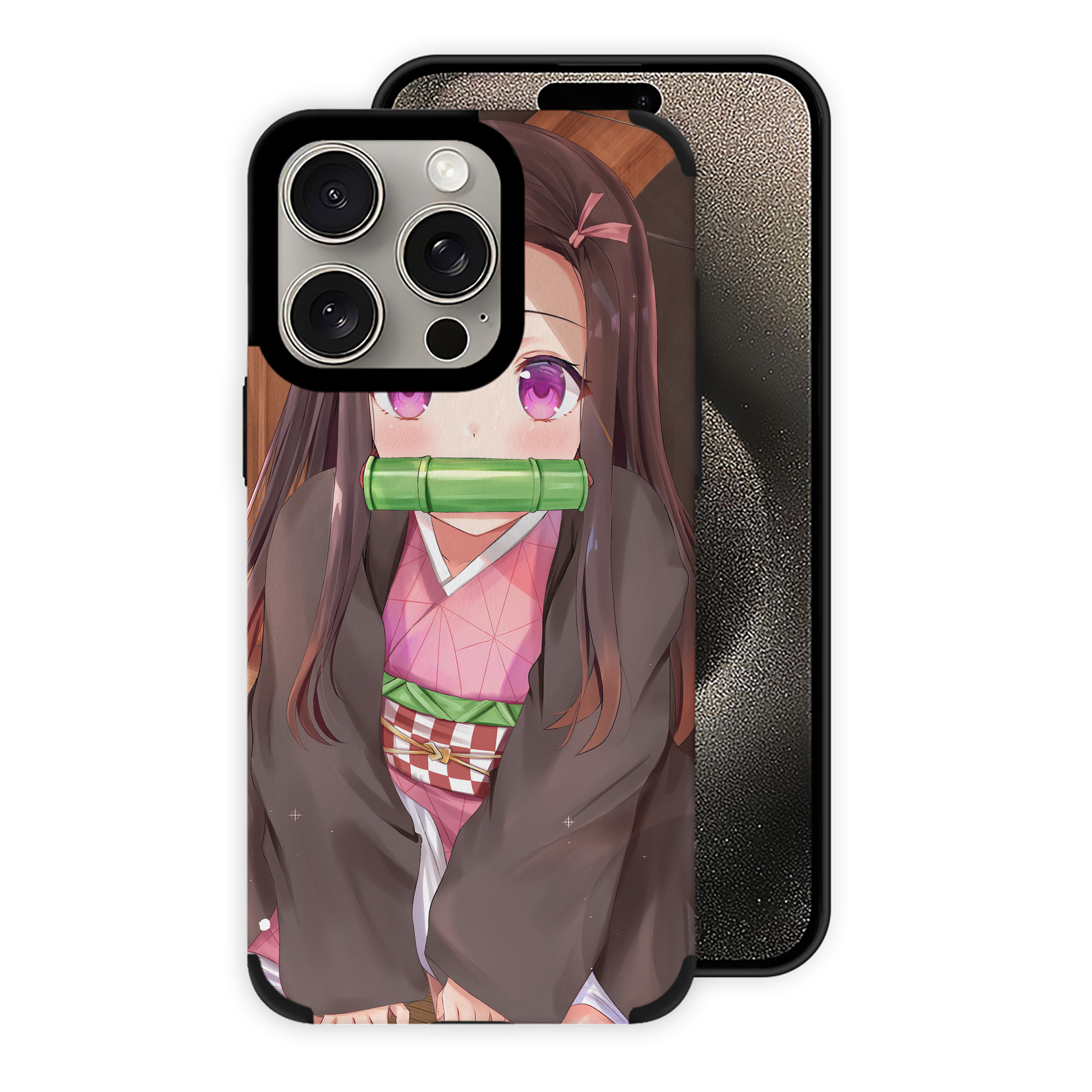 （画像用） 鬼滅の刃（きめつのやいば）竈門 禰󠄀豆子／かまど ねずこ Kamado Nezuko 【iPhone15ProMax対応】 PUレザー スマホケース 耐衝撃＆黄変防止