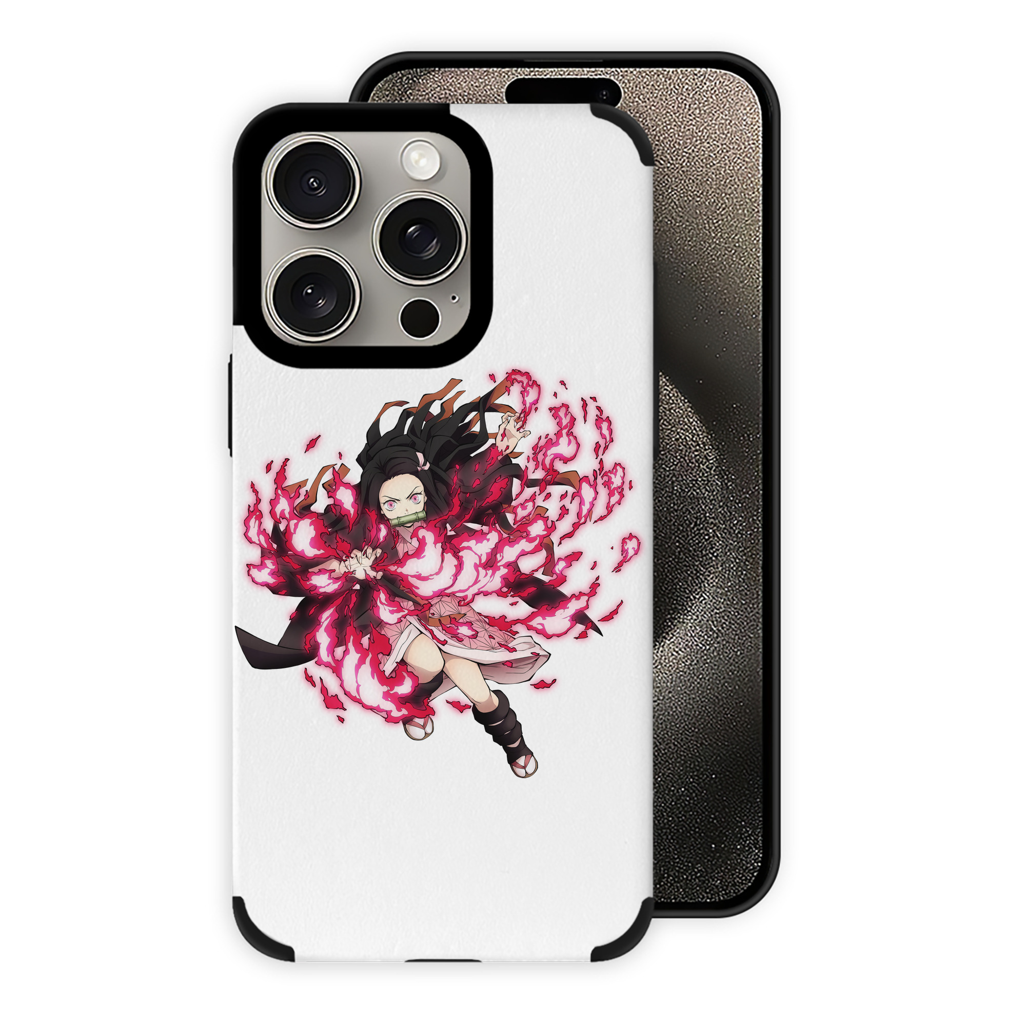 （画像用） 鬼滅の刃（きめつのやいば）竈門 禰󠄀豆子／かまど ねずこ Kamado Nezuko 【iPhone15ProMax対応】 PUレザー スマホケース 耐衝撃＆黄変防止