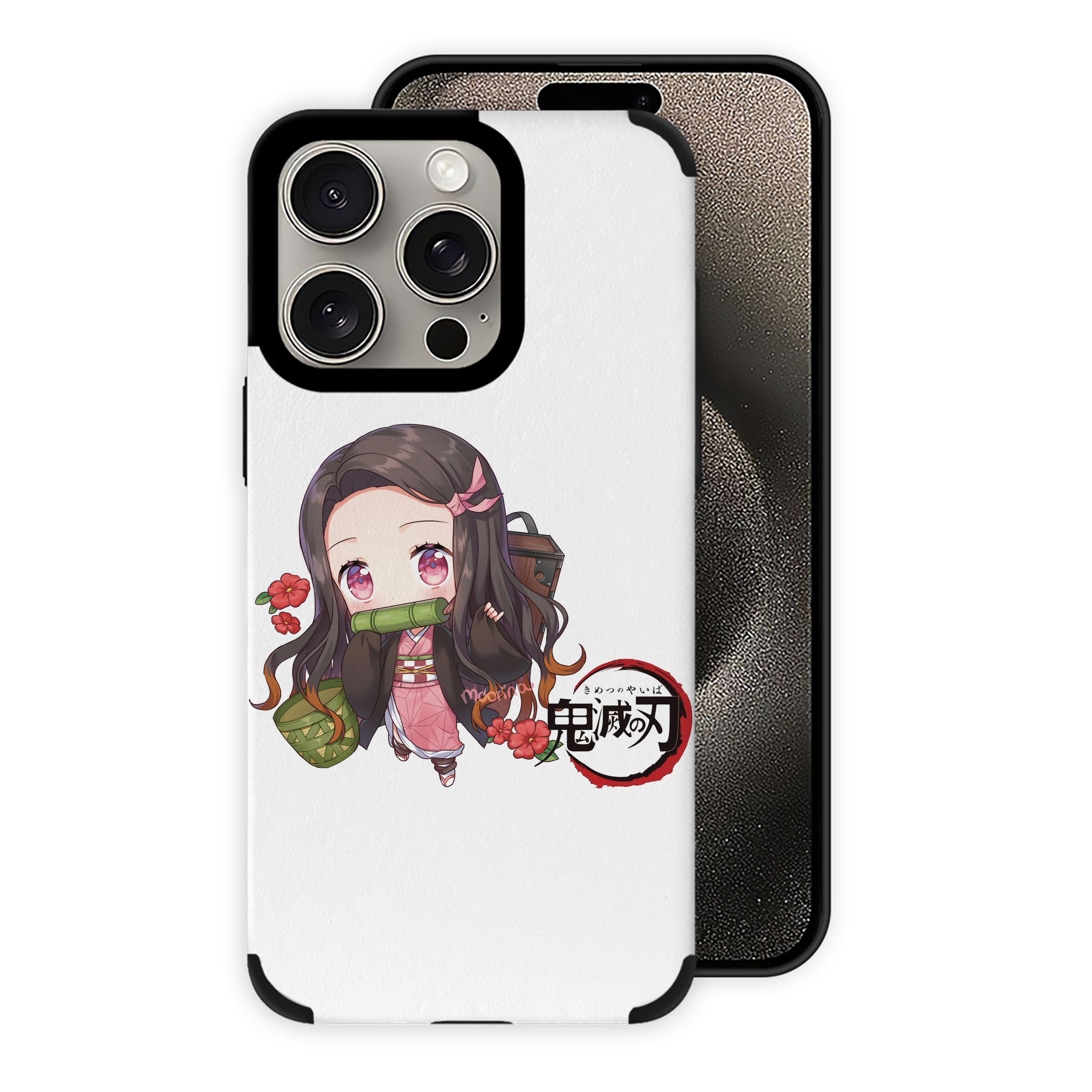 （画像用） 鬼滅の刃（きめつのやいば）竈門 禰󠄀豆子／かまど ねずこ Kamado Nezuko 【iPhone15ProMax対応】 PUレザー スマホケース 耐衝撃＆黄変防止