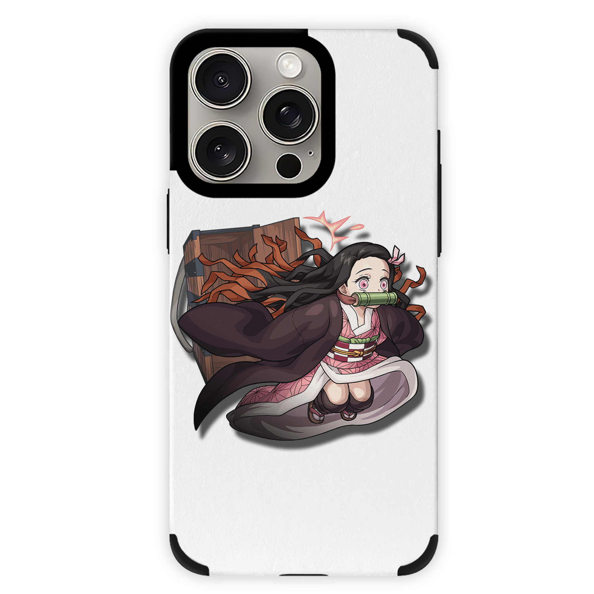 （画像用） 鬼滅の刃（きめつのやいば）竈門 禰󠄀豆子／かまど ねずこ Kamado Nezuko 【iPhone15ProMax対応】 PUレザー スマホケース 耐衝撃＆黄変防止