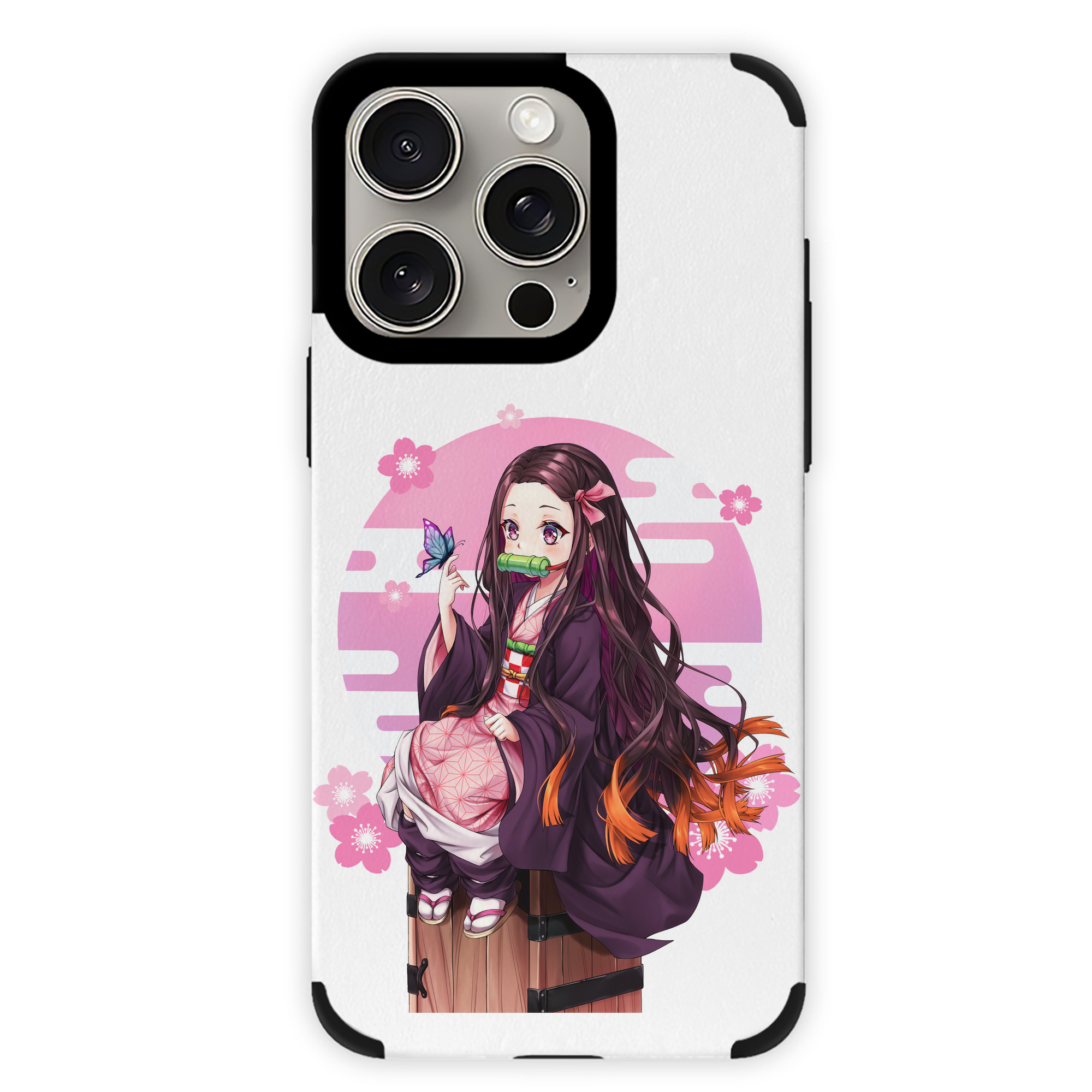 （画像用） 鬼滅の刃（きめつのやいば）竈門 禰󠄀豆子／かまど ねずこ Kamado Nezuko 【iPhone15ProMax対応】 PUレザー スマホケース 耐衝撃＆黄変防止