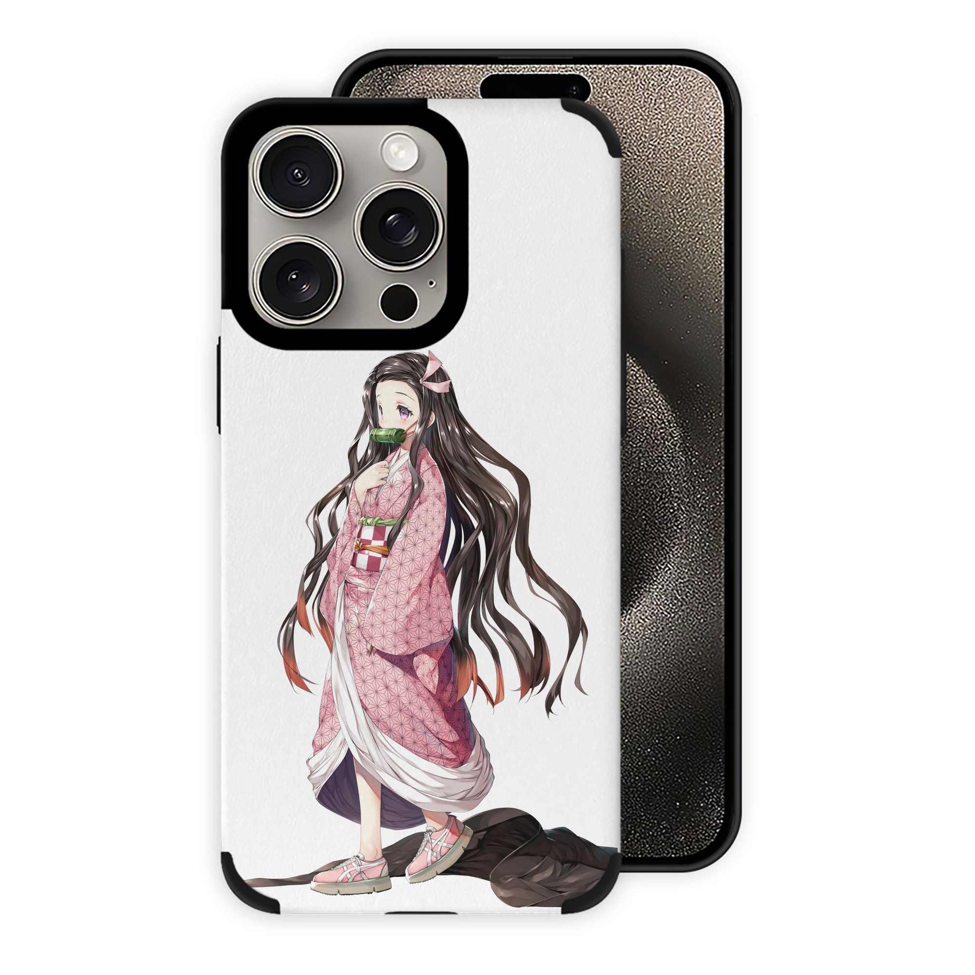 （画像用） 鬼滅の刃（きめつのやいば）竈門 禰󠄀豆子／かまど ねずこ Kamado Nezuko 【iPhone15ProMax対応】 PUレザー スマホケース 耐衝撃＆黄変防止