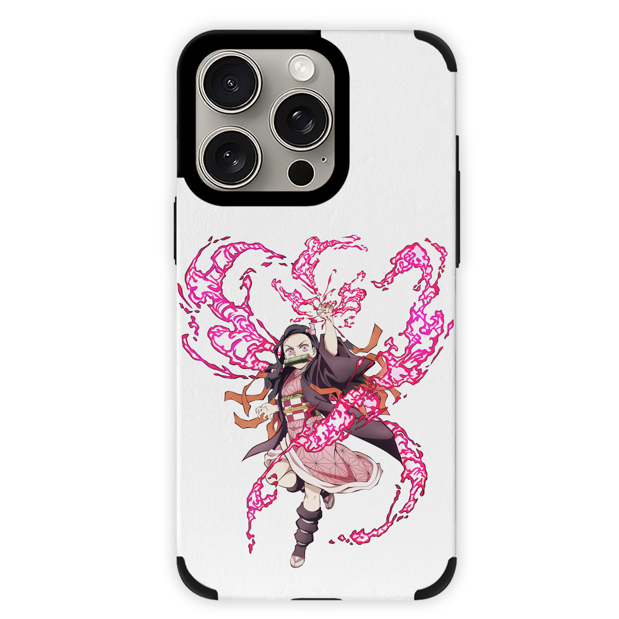 （画像用） 鬼滅の刃（きめつのやいば）竈門 禰󠄀豆子／かまど ねずこ Kamado Nezuko 【iPhone15ProMax対応】 PUレザー スマホケース 耐衝撃＆黄変防止