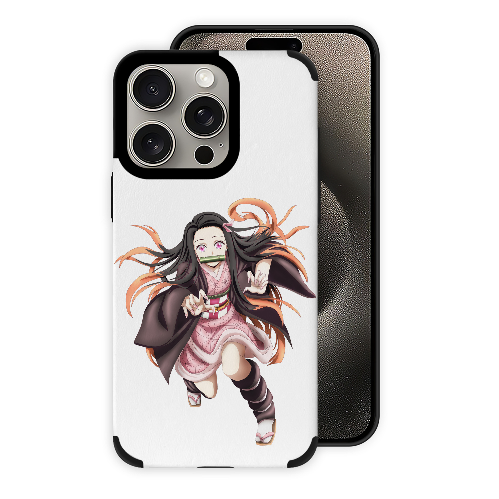 （画像用） 鬼滅の刃（きめつのやいば）竈門 禰󠄀豆子／かまど ねずこ Kamado Nezuko 【iPhone15ProMax対応】 PUレザー スマホケース 耐衝撃＆黄変防止